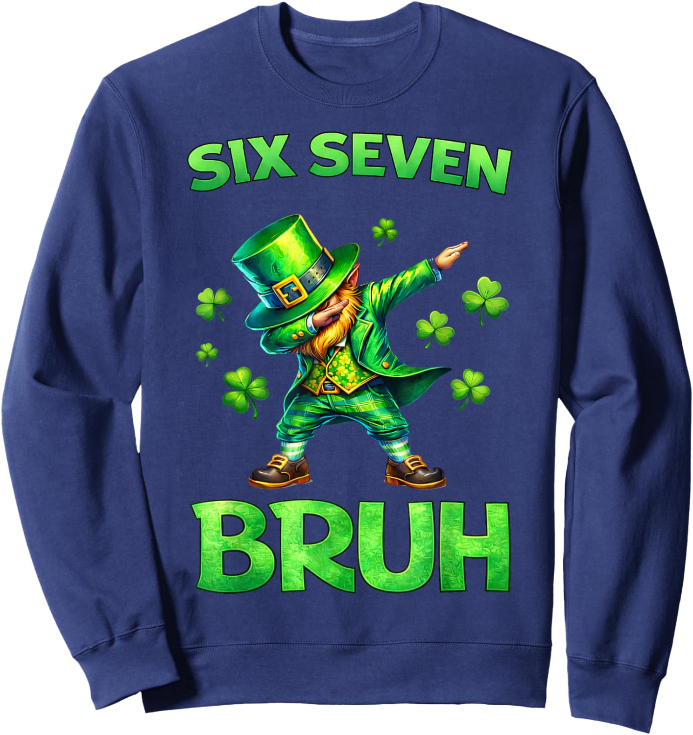 Kids st Patricks Day 67 Leprechaun Dab Six Seven Bruh Boys Sweatshirt - Sweatshirt | Navy