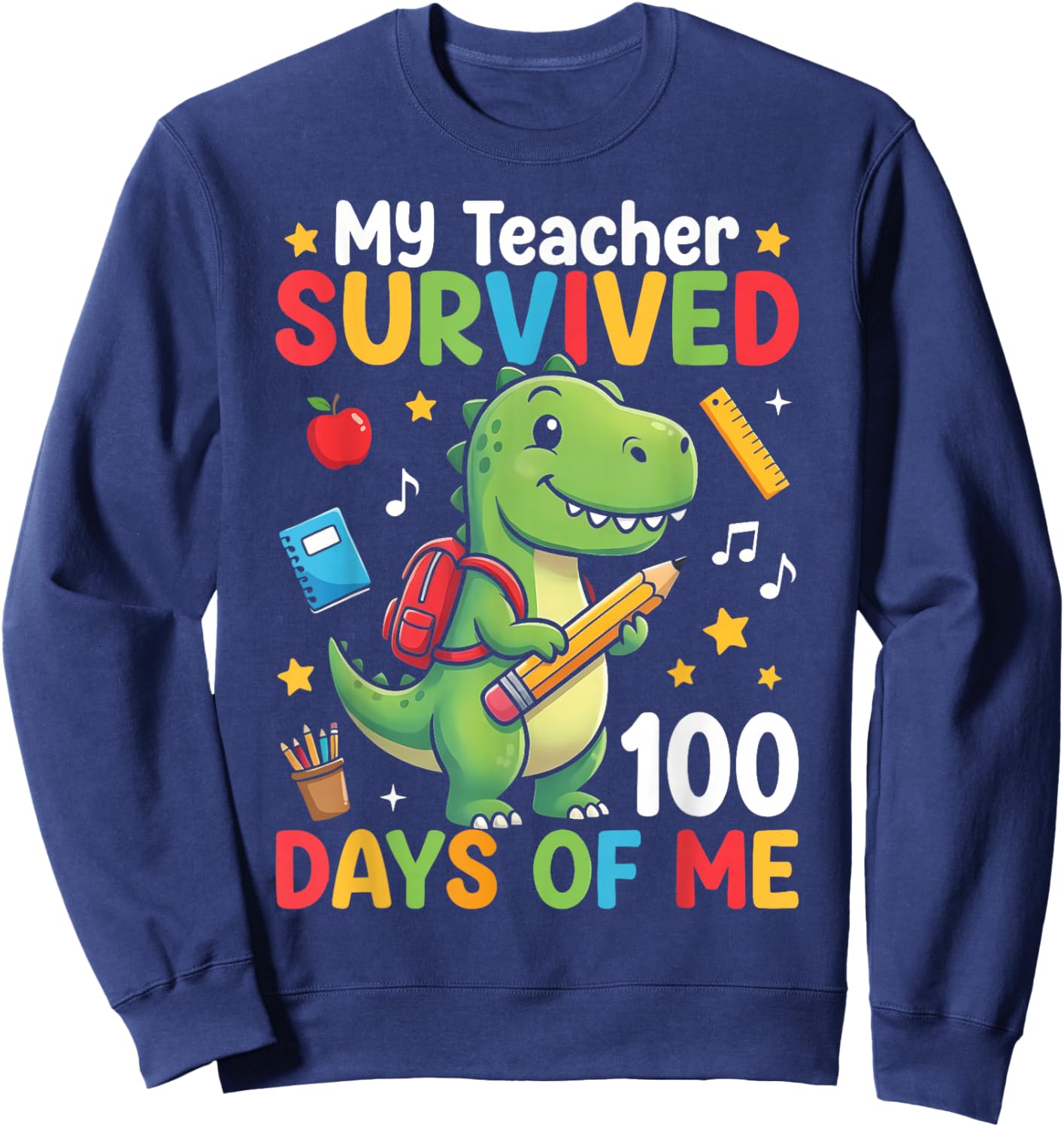 100th Day of School My Teacher Survived 100 Days of Me Boys Sweatshirt - Sweatshirt | Navy