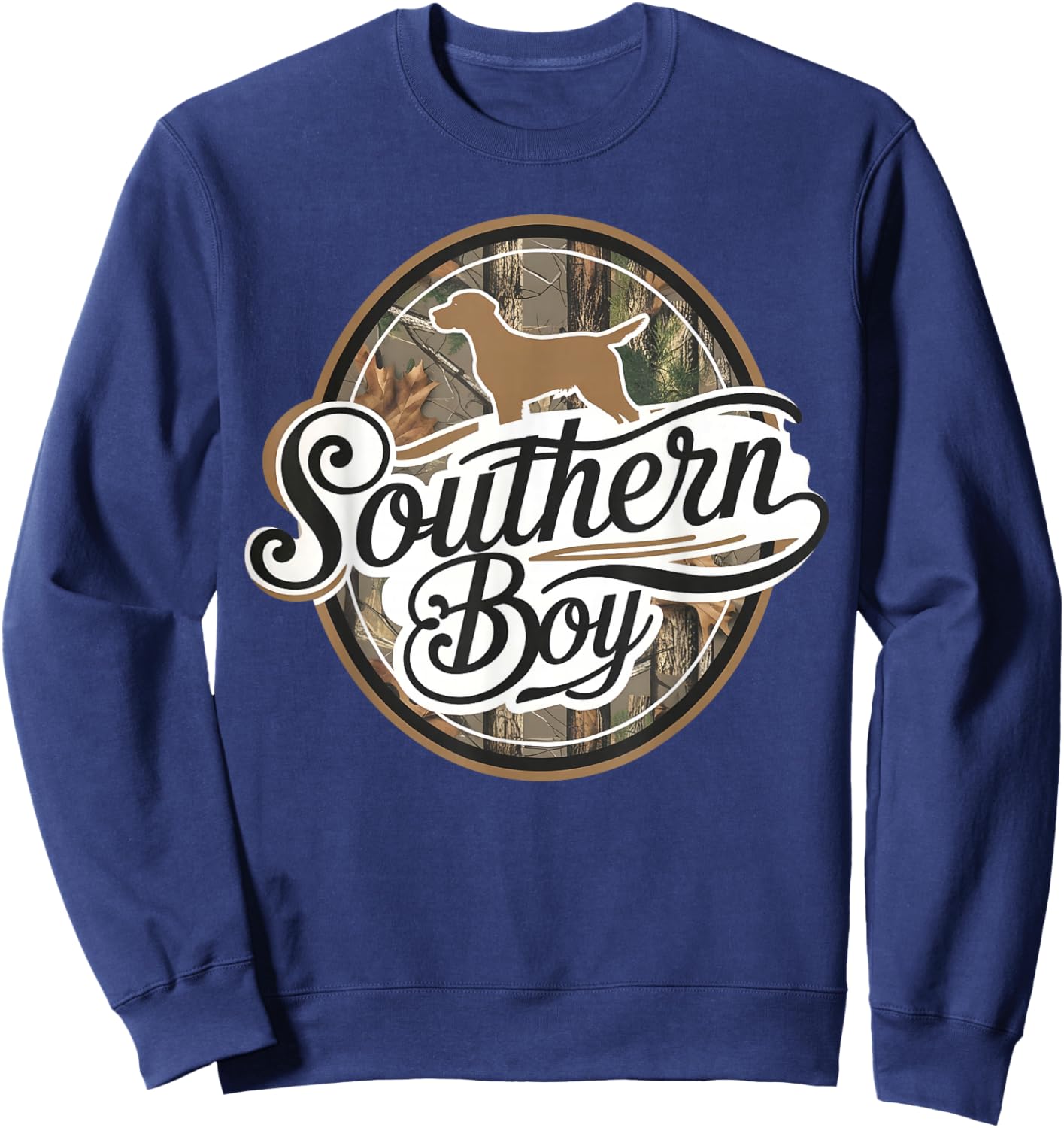 Southern Boy Camo Hunting Duck Dog Duck Hunting Black Lab Sweatshirt - Sweatshirt | Navy