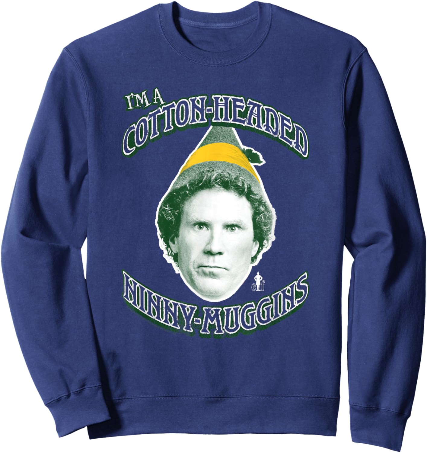 Elf Cotton-Headed Ninny-Muggins Portrait Christmas Movie Sweatshirt - Sweatshirt | Navy