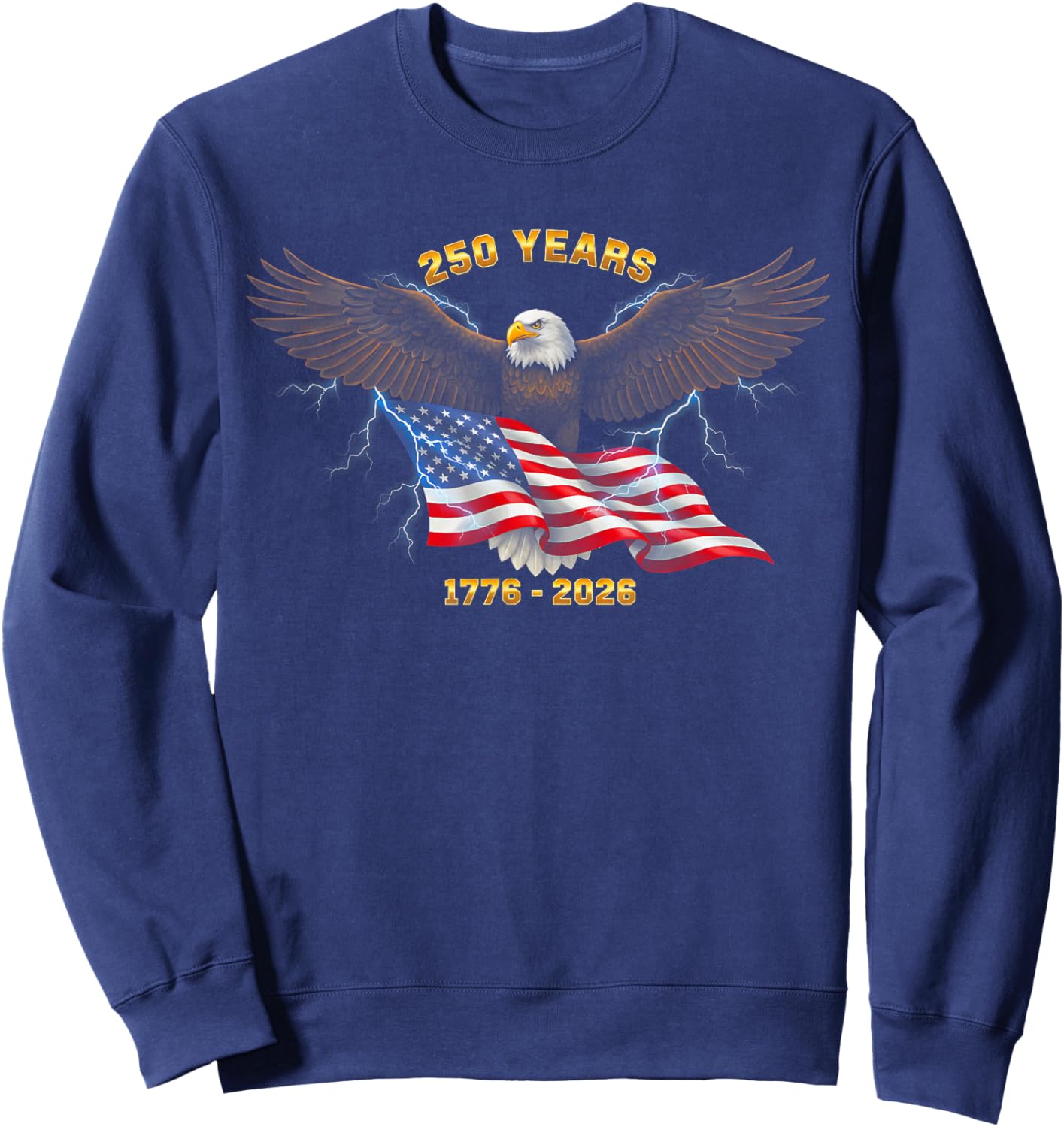 250th Birthday 250 Years USA 1776 2026 Sweatshirt - Sweatshirt | Navy