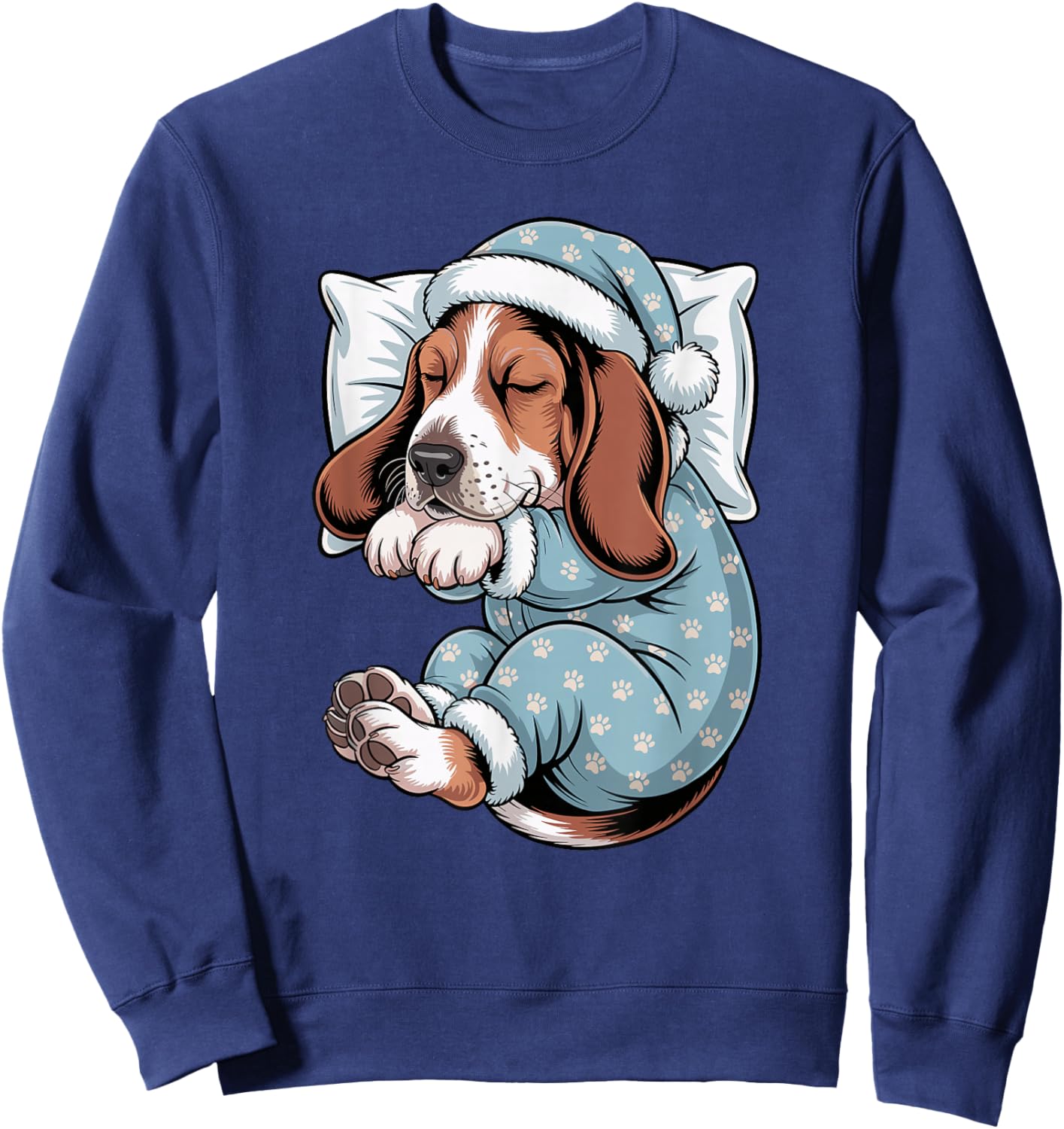 Sleepy Basset Hound Pajama Dog Lover Men Woman Kids Sweatshirt - Sweatshirt | Navy