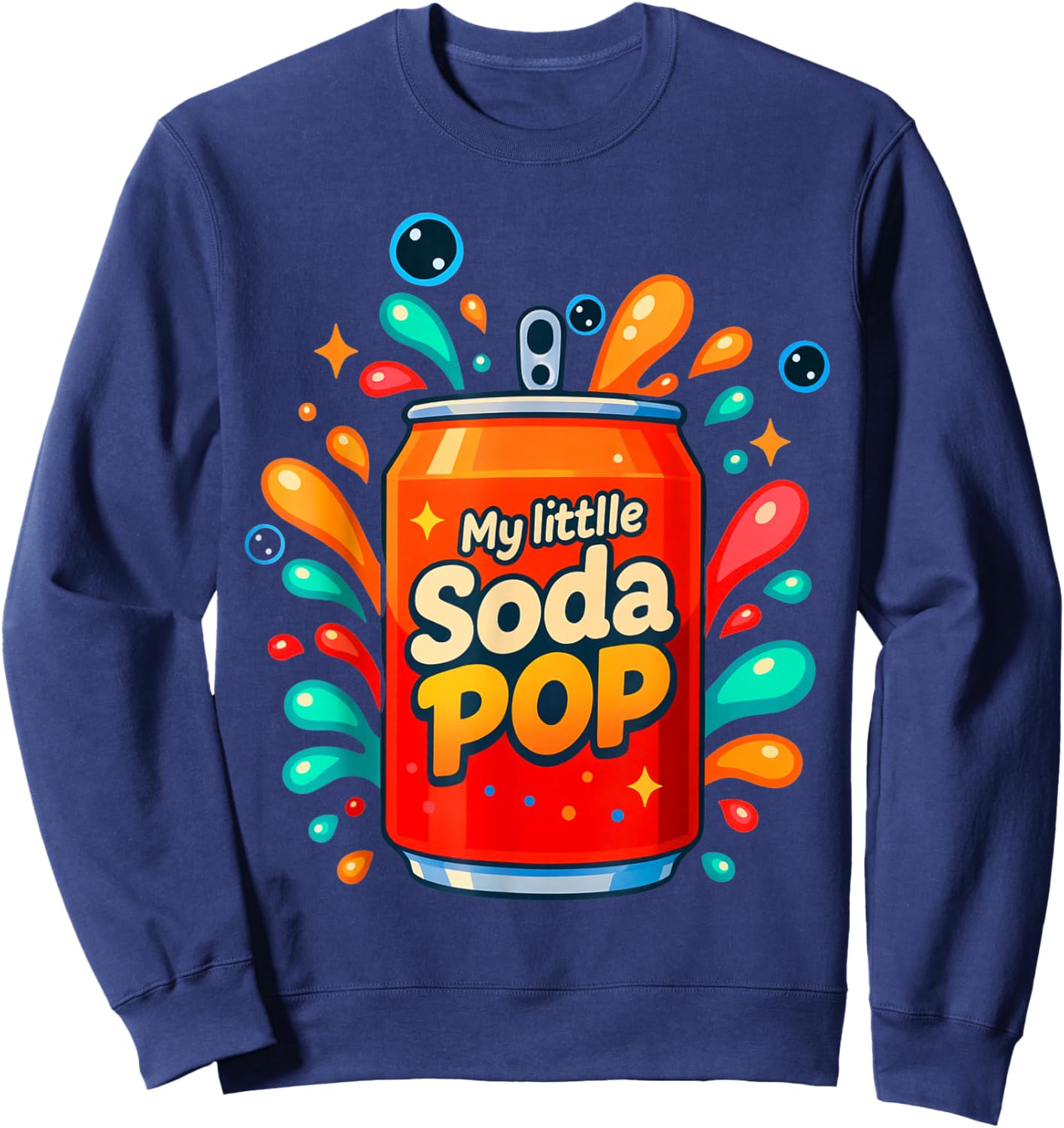 Soda Pop Cartoon Splash Cute Retros Beverage Funny Oranges Sweatshirt - Sweatshirt | Navy