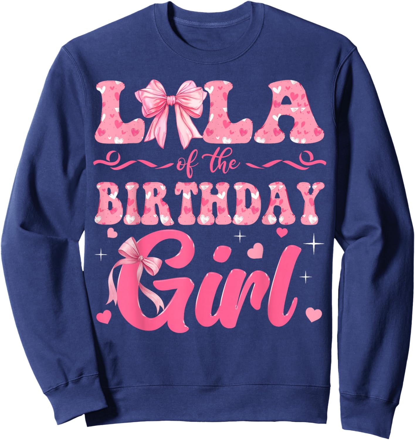 Lola of The Birthday Girl Family Pink Coquette Bow Sweatshirt - Sweatshirt | Navy