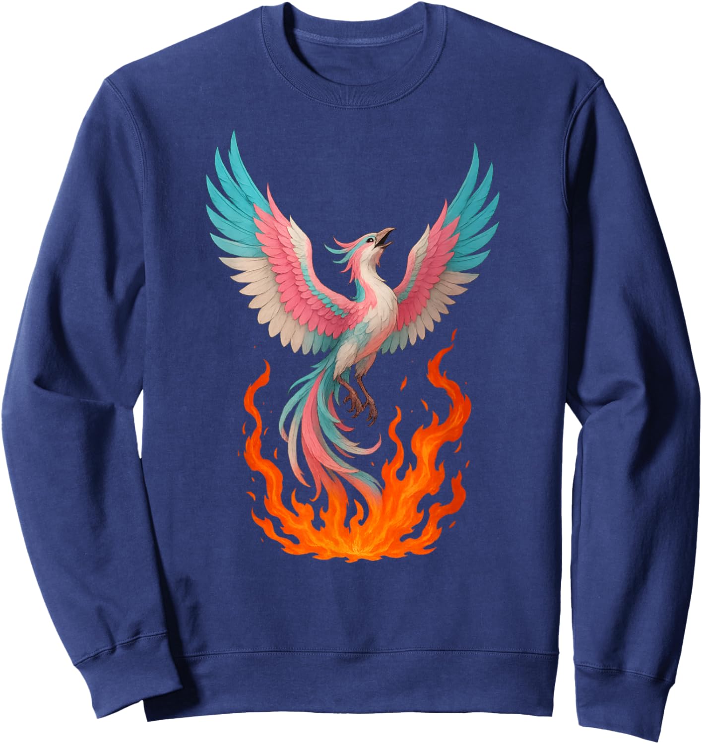 Transgender Phoenix Bird Trans Pride Flag Rising from Ashes Sweatshirt - Sweatshirt | Navy