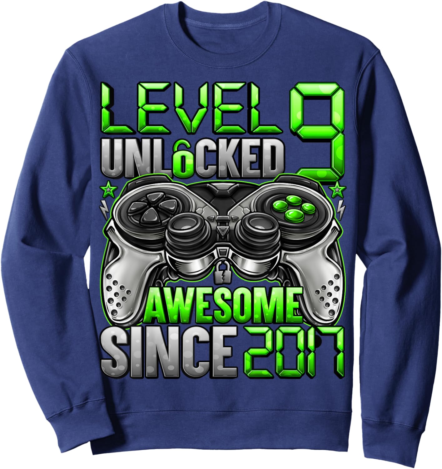 Level 9 Unlocked 9 Year Old Gifts for Boys 9th Birthday Boy Sweatshirt - Sweatshirt | Navy