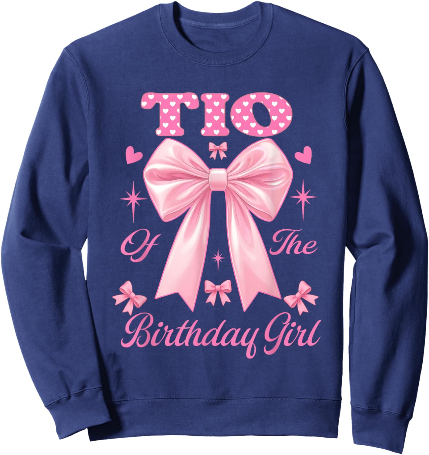 TIO Birthday Girl Matching Coquette Pink Bow Sweatshirt - Sweatshirt | Navy