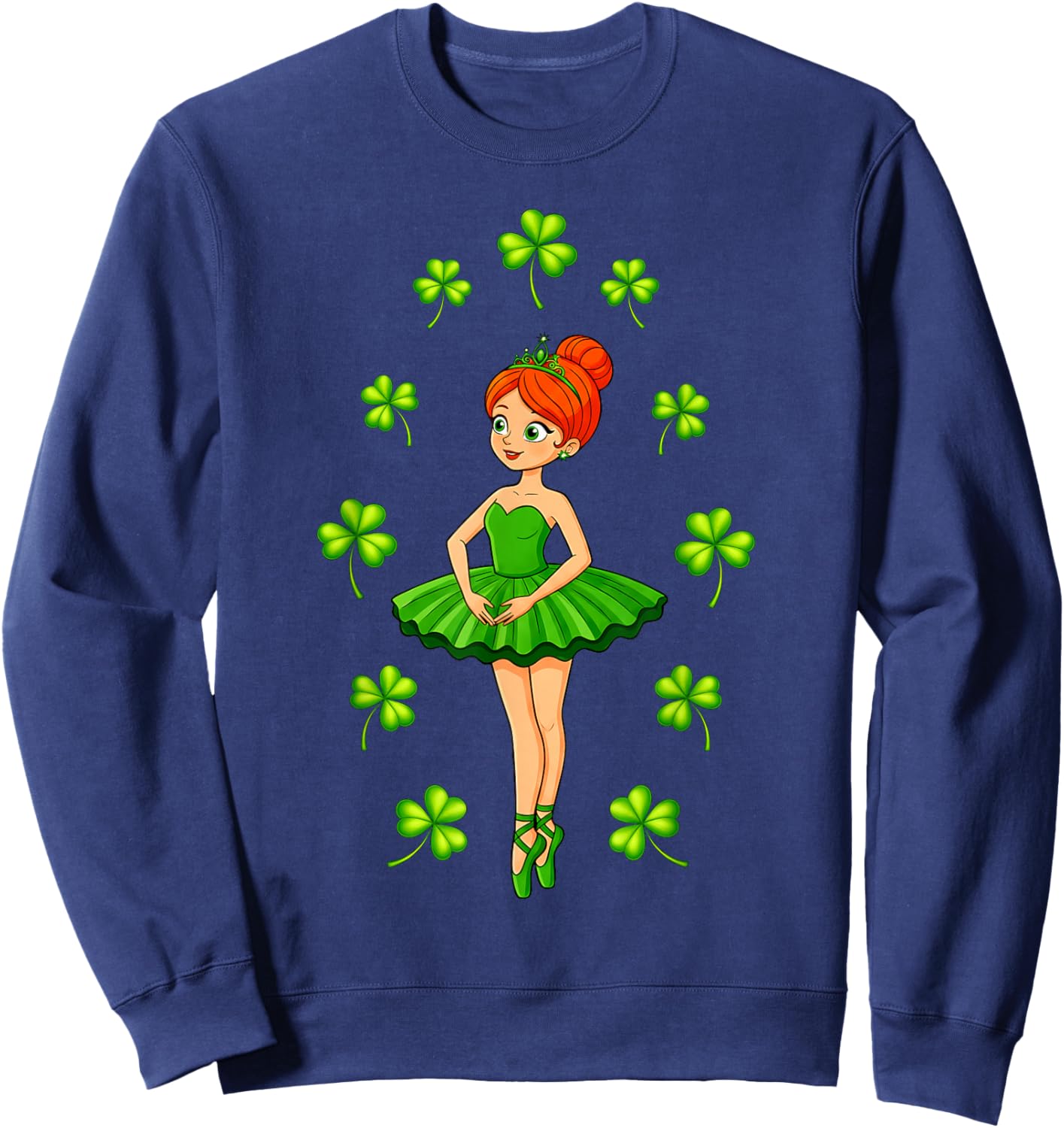 Cute Ballerinas Ballet Dancers St. Patrick's Day Girls Kids Sweatshirt - Sweatshirt | Navy