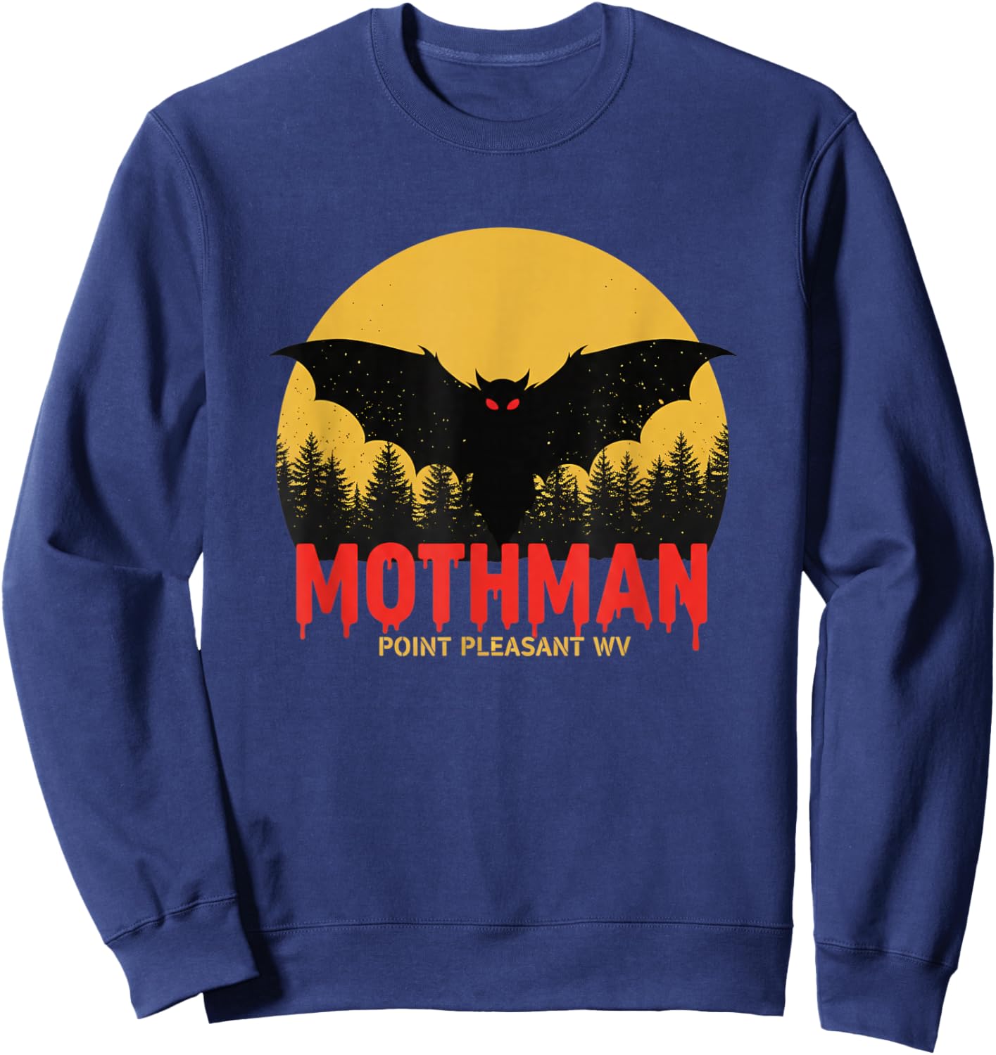 Halloween Mothman Point Pleasant WV Cryptid Design Sweatshirt - Sweatshirt | Navy