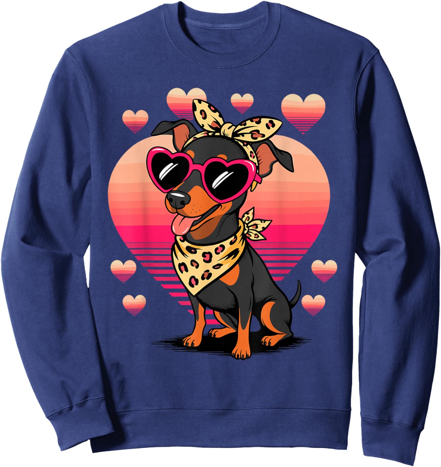Miniature Pinscher Valentines Day Sweatshirt - Sweatshirt | Navy