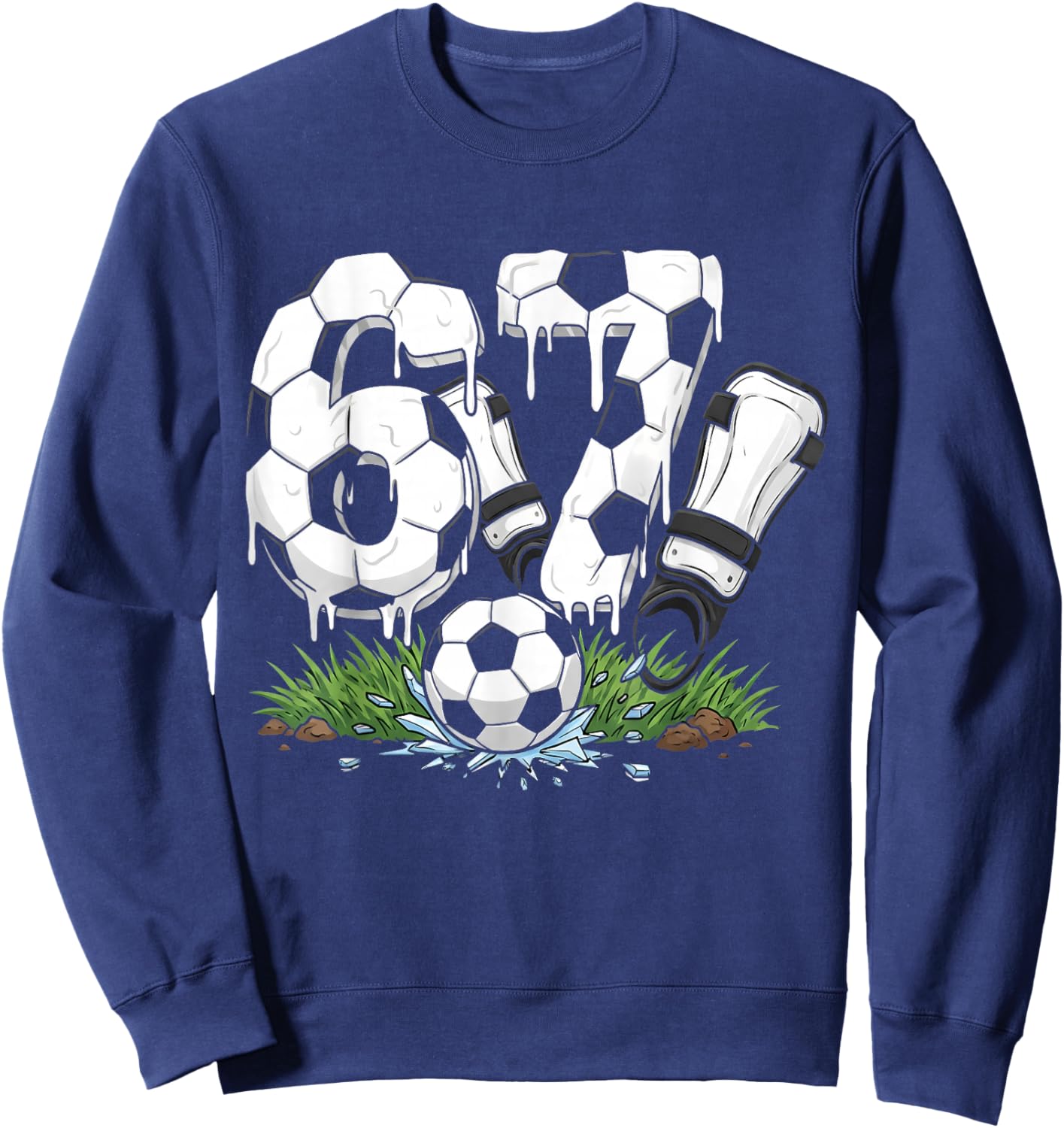 Funny 67 Soccer Drip Number 67 Soccer Sweatshirt - Sweatshirt | Navy