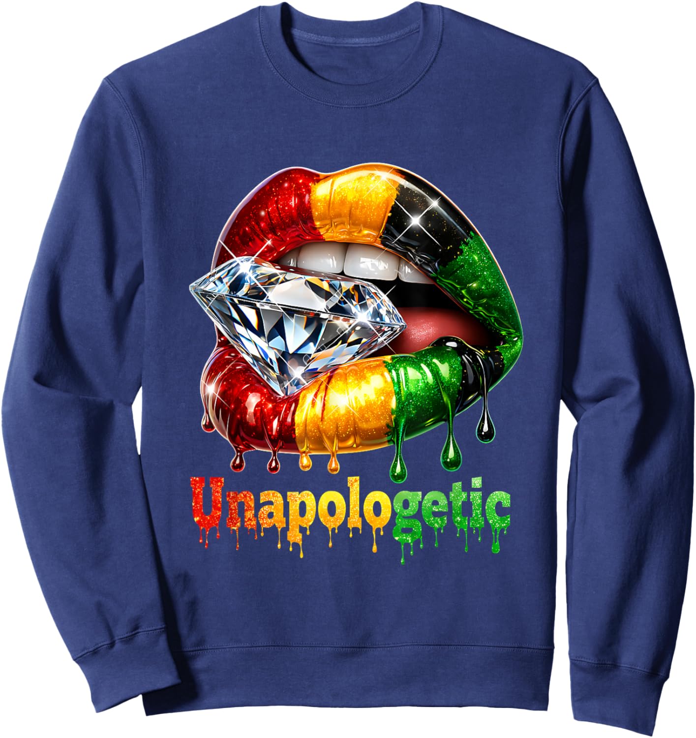 Tribal Lips Black Woman Pride Strong Melanin Queen Sweatshirt - Sweatshirt | Navy