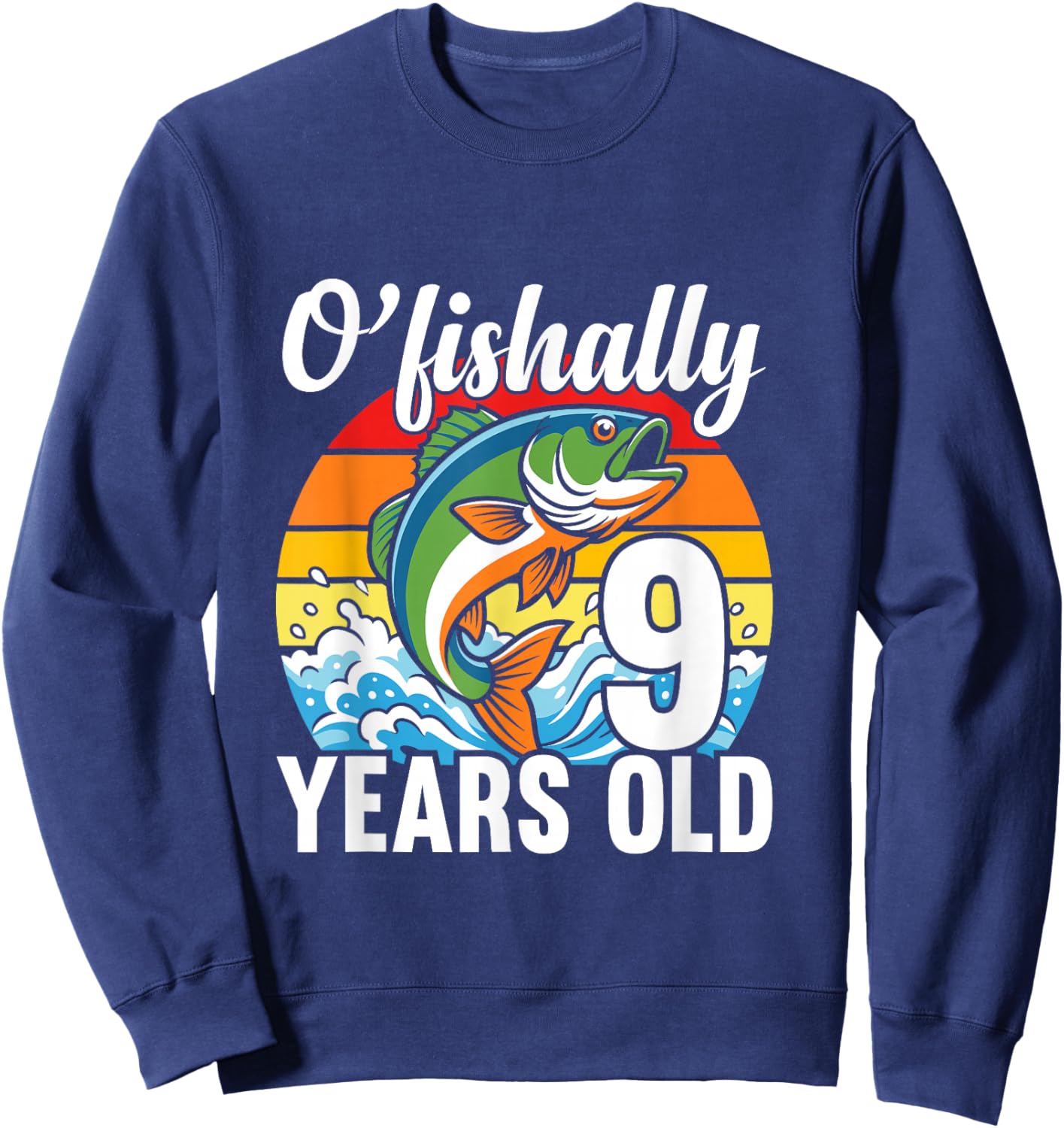 Ofishally 9 Years Old Fisherman 9th Birthday Party Fishing Sweatshirt - Sweatshirt | Navy