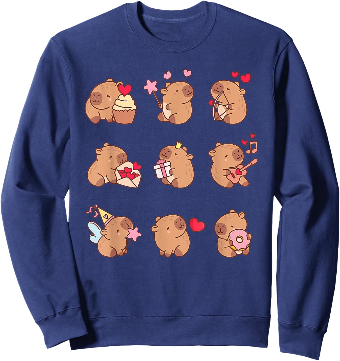 Super Cute Capybaras Girlie Capybara Sweatshirt - Sweatshirt | Navy