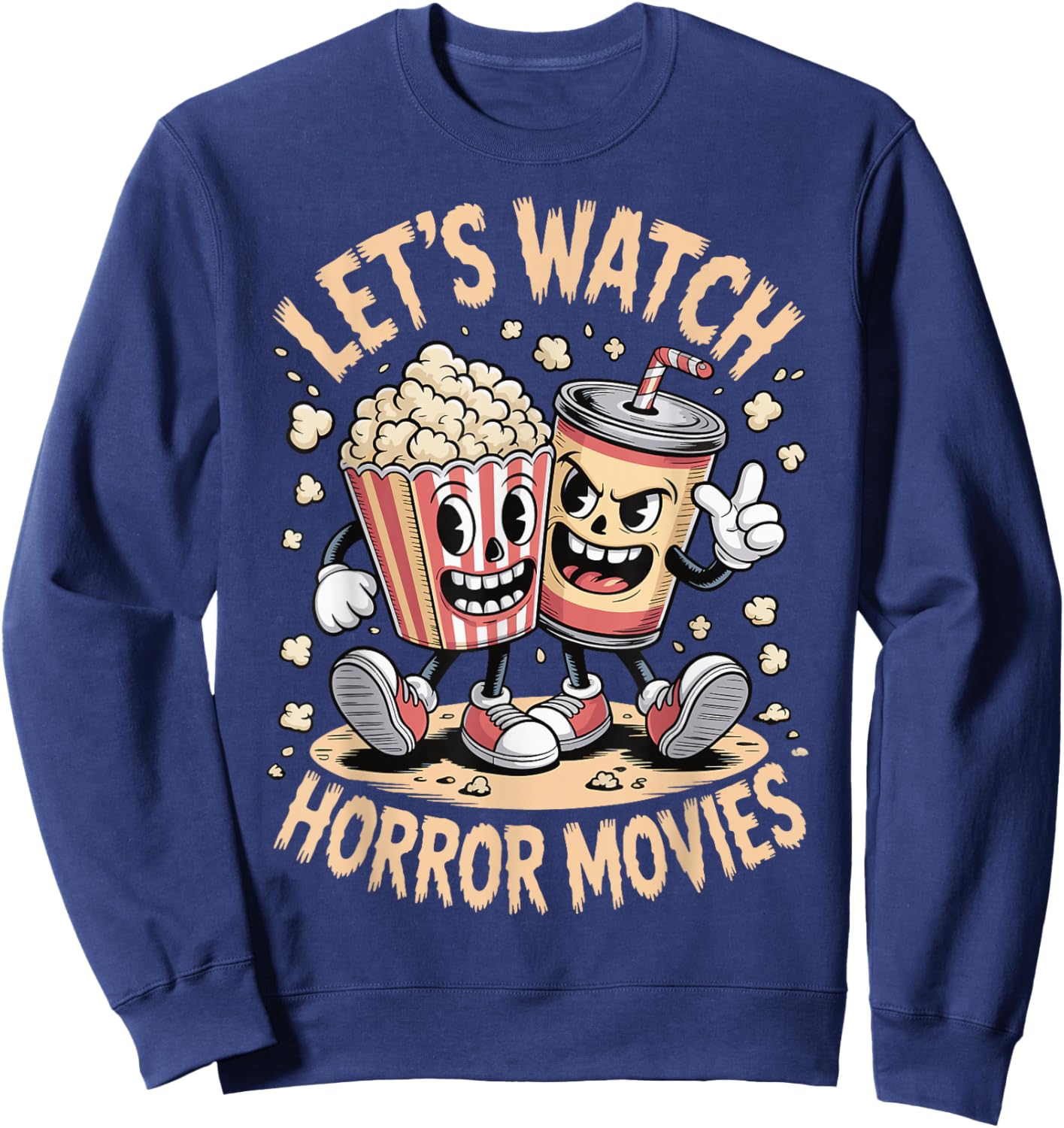 Let's Watch Horror Movies Halloween Costume Sweatshirt - Sweatshirt | Navy