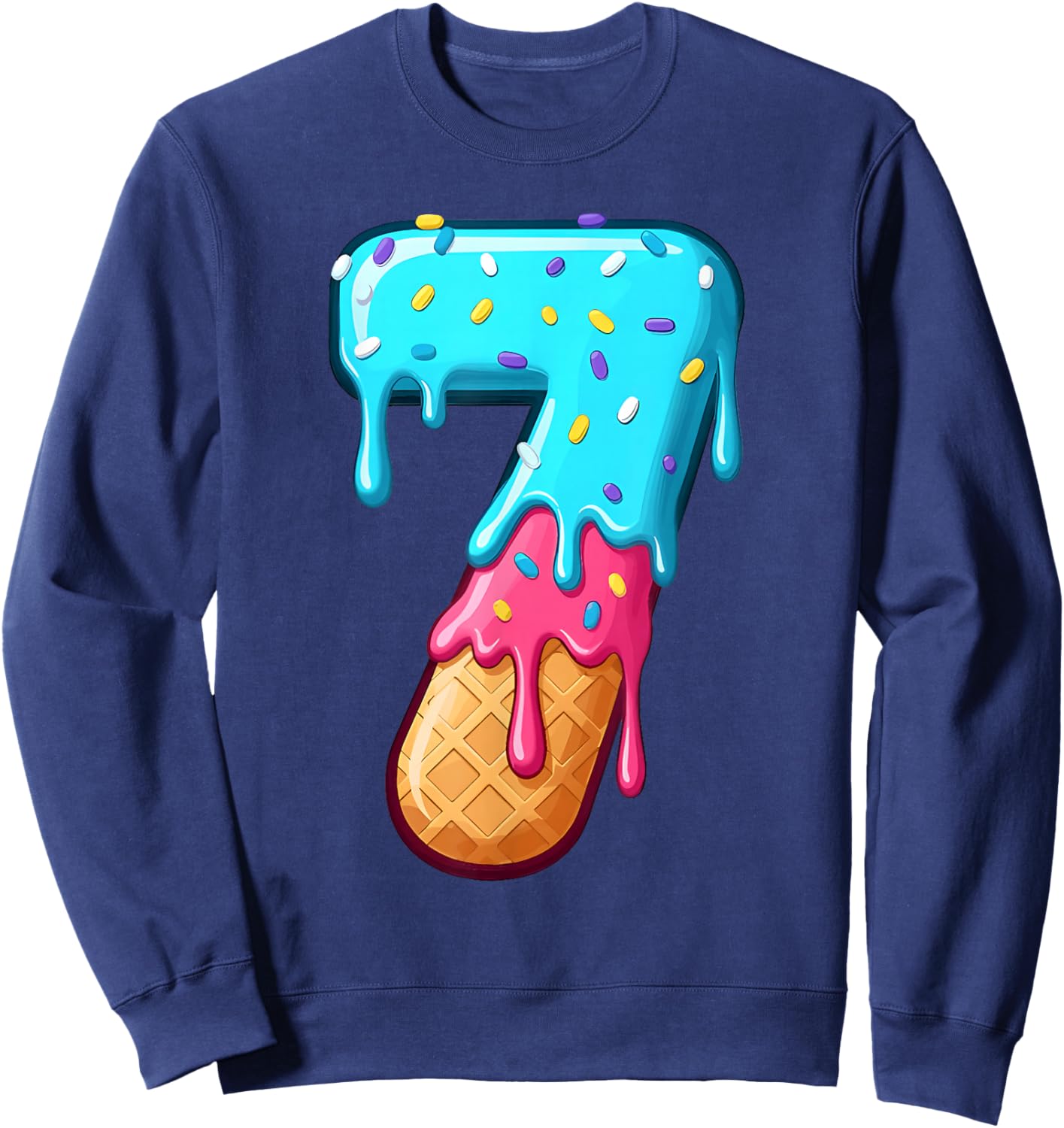 67 Ice Cream Drip Meme Funny 6 7 Halloween Costume Couple Sweatshirt - Sweatshirt | Navy