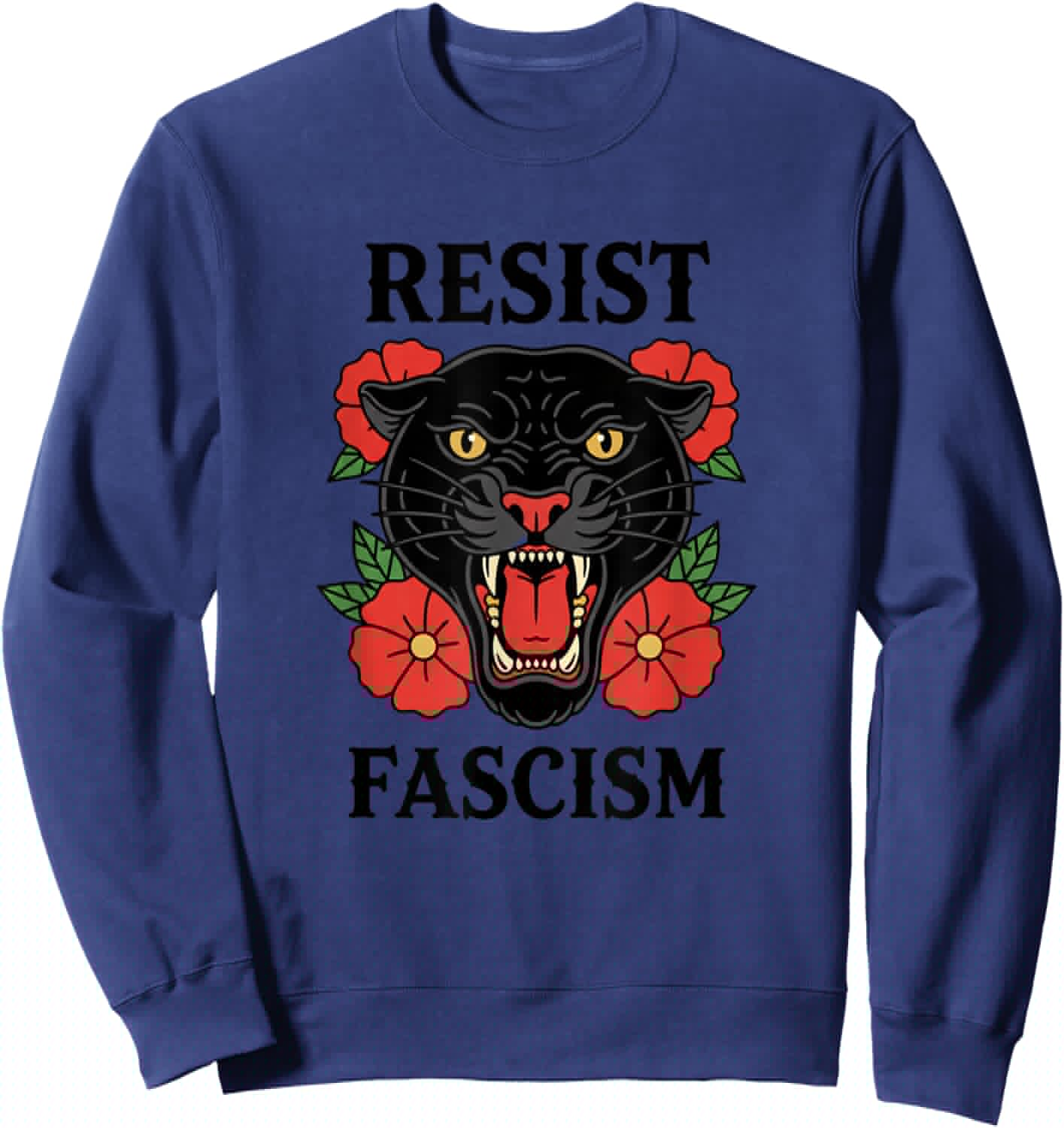 Resist Fascism Panther Political Protest Activist Sweatshirt - Sweatshirt | Navy