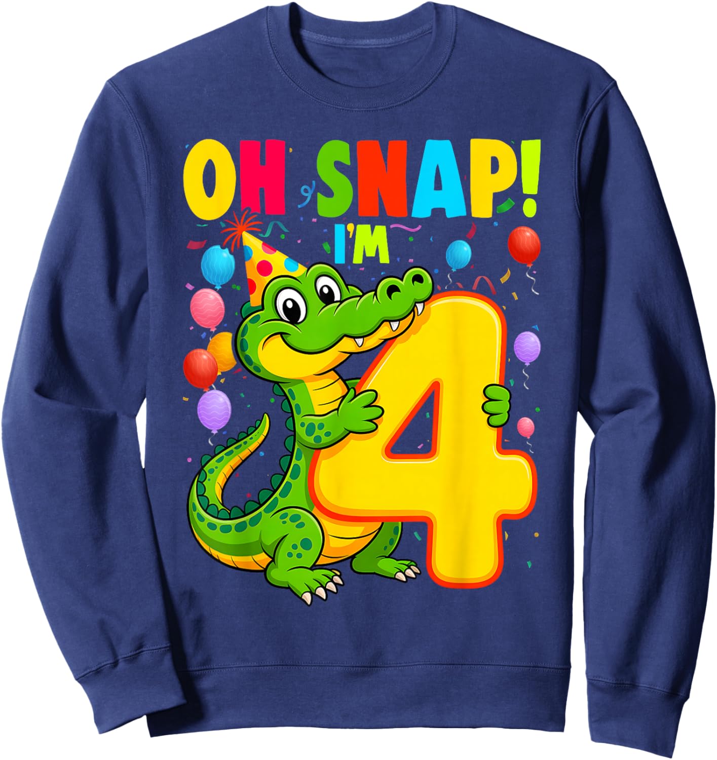 4 Year Old Alligator Birthday Crocodile Gator 4th Sweatshirt - Sweatshirt | Navy
