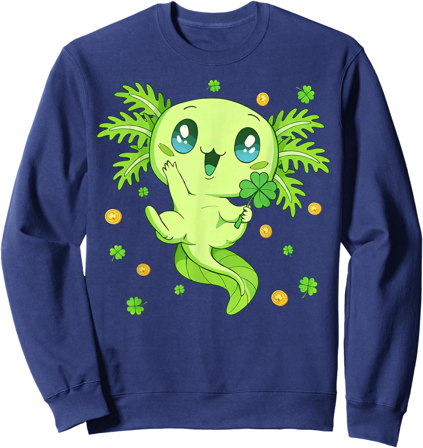 Axolotl Saint Patricks Day Boys Girls Axolotl St Patrick Sweatshirt - Sweatshirt | Navy