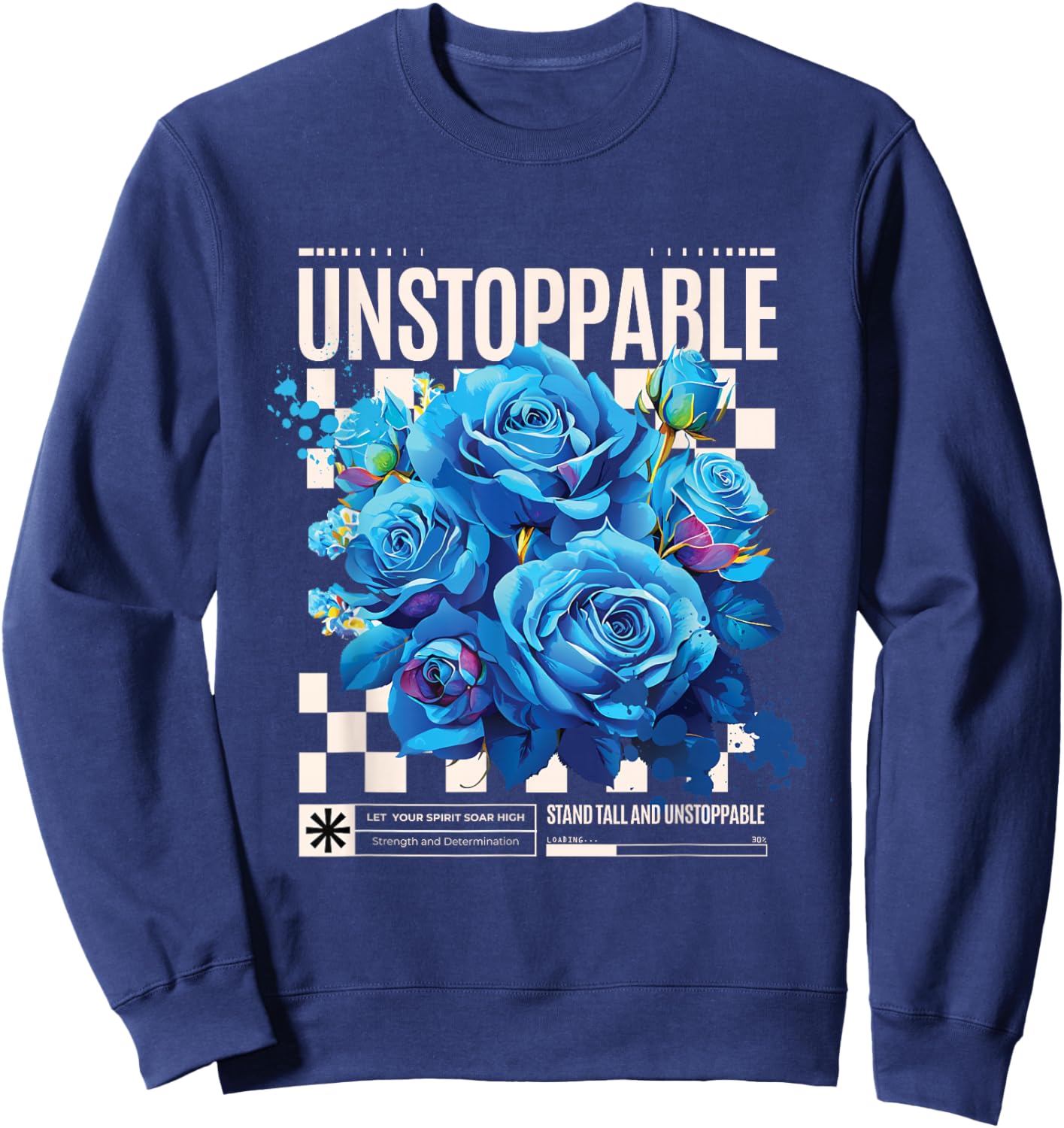 Streetwear Graphic Dark Floral Urban Aesthetic, Fashion Sweatshirt - Sweatshirt | Navy