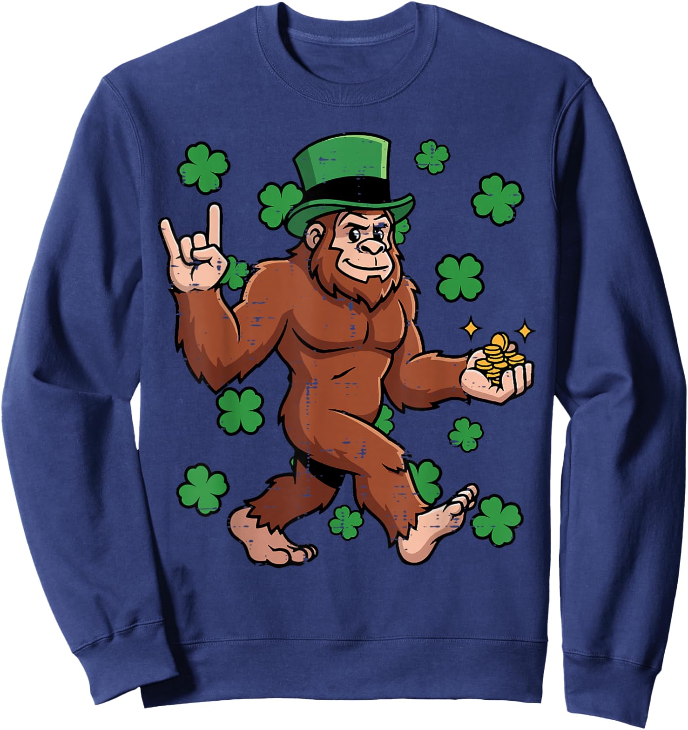 St Patricks Day Bigfoot Rocker Sasqutach Paddys Men Boys Kid Sweatshirt - Sweatshirt | Navy