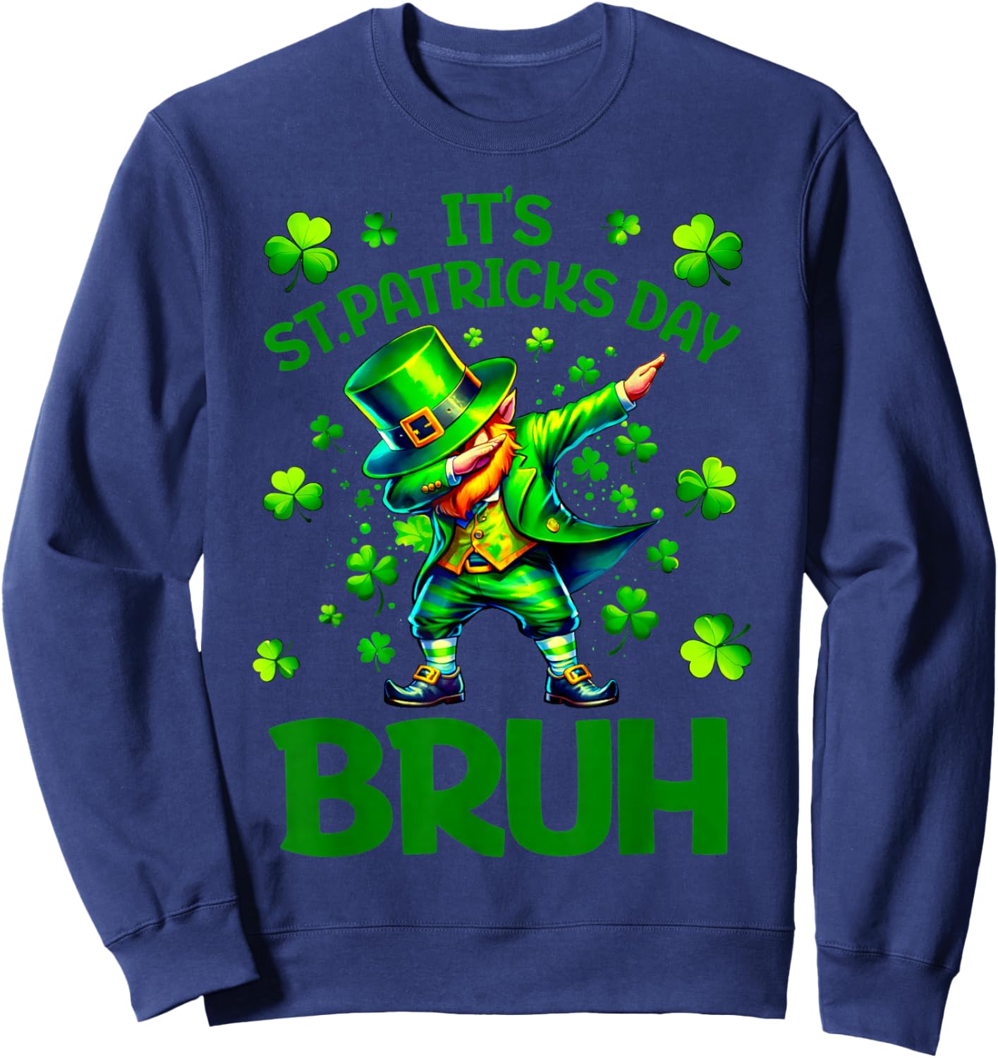 Bruh Dab Leprechaun Funny Kids Boys St Patricks Day Sweatshirt - Sweatshirt | Navy