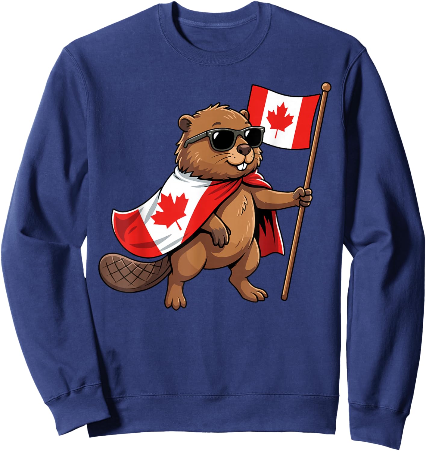 Canada Flag Beaver Men Women Kids Funny Canadian Sweatshirt - Sweatshirt | Navy