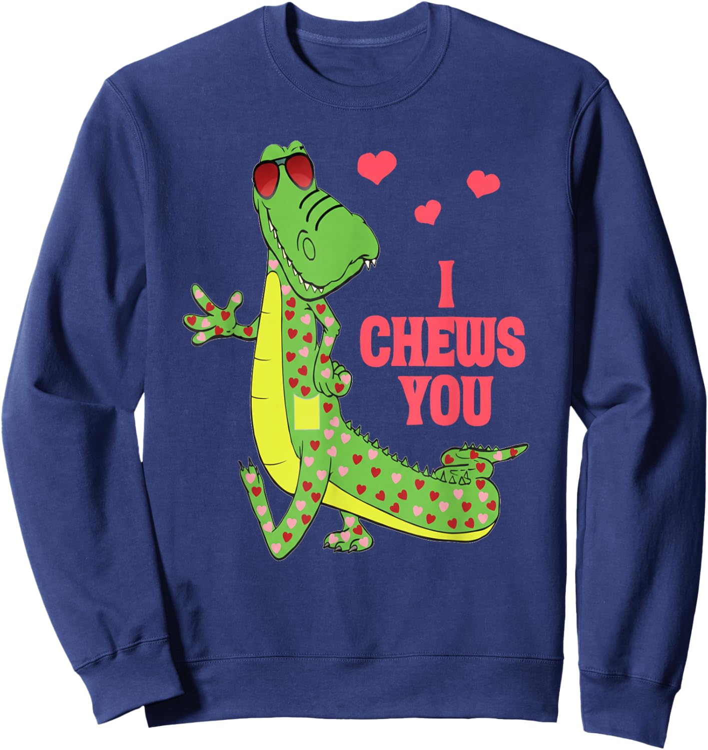 I Chews You Cute Valentine Alligator Love Design Sweatshirt - Sweatshirt | Navy