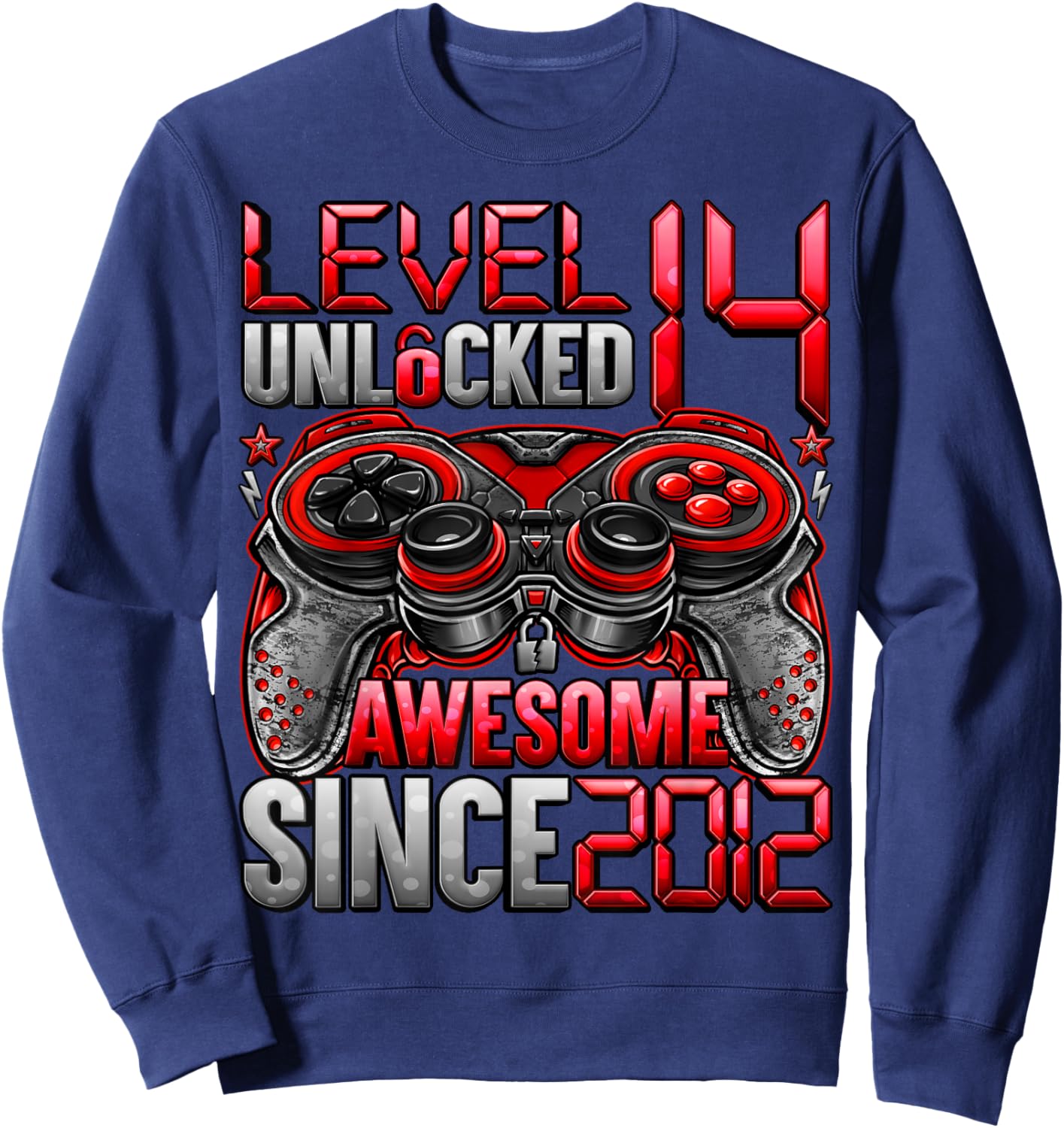Level 14 Unlocked 14 Year Old Gifts Boys 14th Birthday Boy Sweatshirt - Sweatshirt | Navy