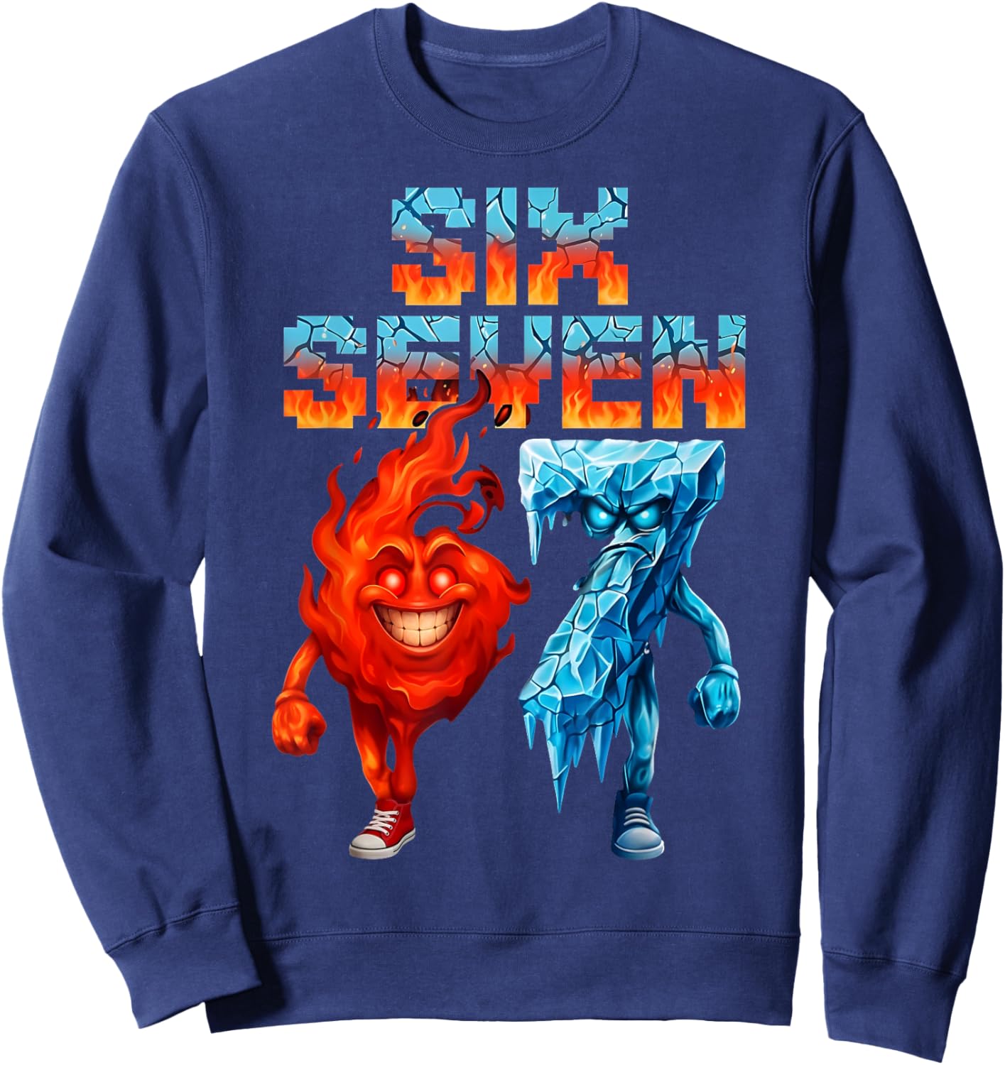 Funny Six Seven 67 Brainrot Meme Gift Teen Boys Kids Sweatshirt - Sweatshirt | Navy
