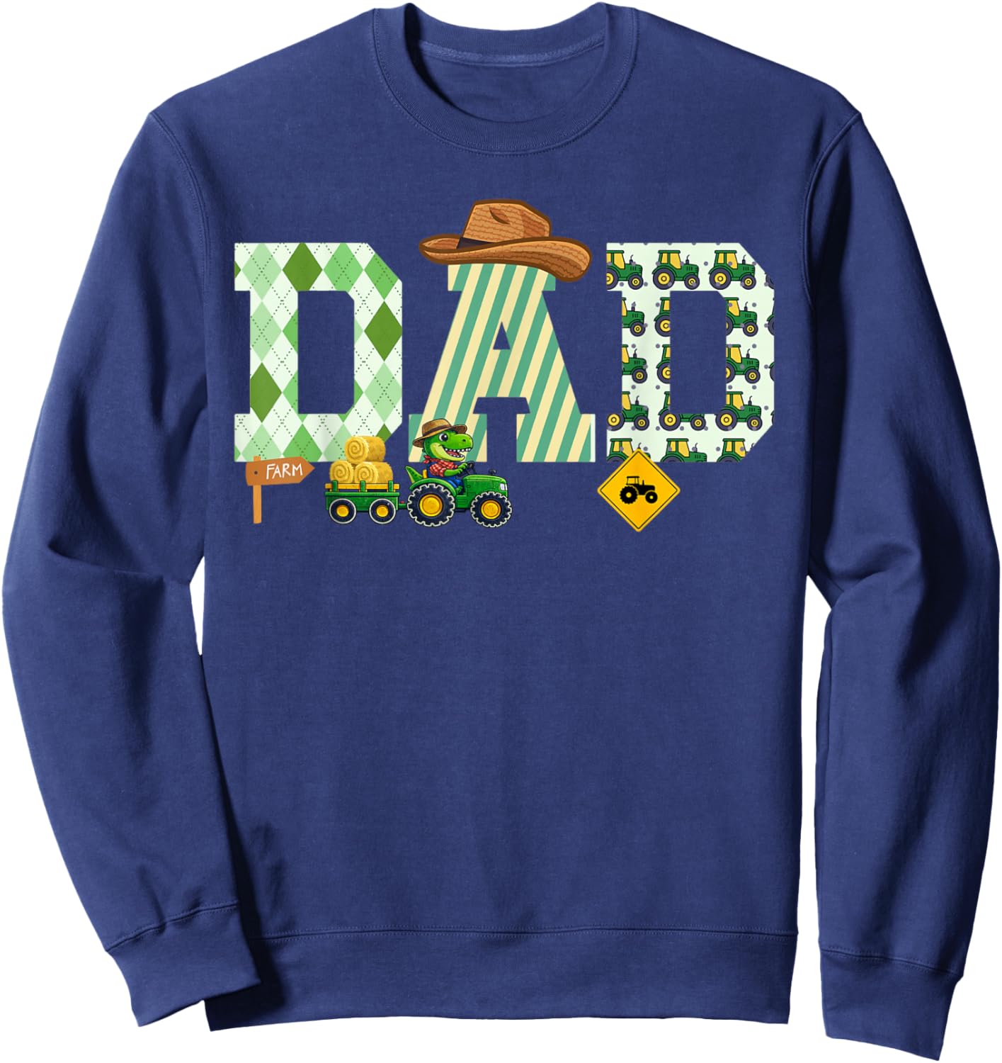 Farm Tractor Dad 1st Birthday Farmer Sweatshirt - Sweatshirt | Navy
