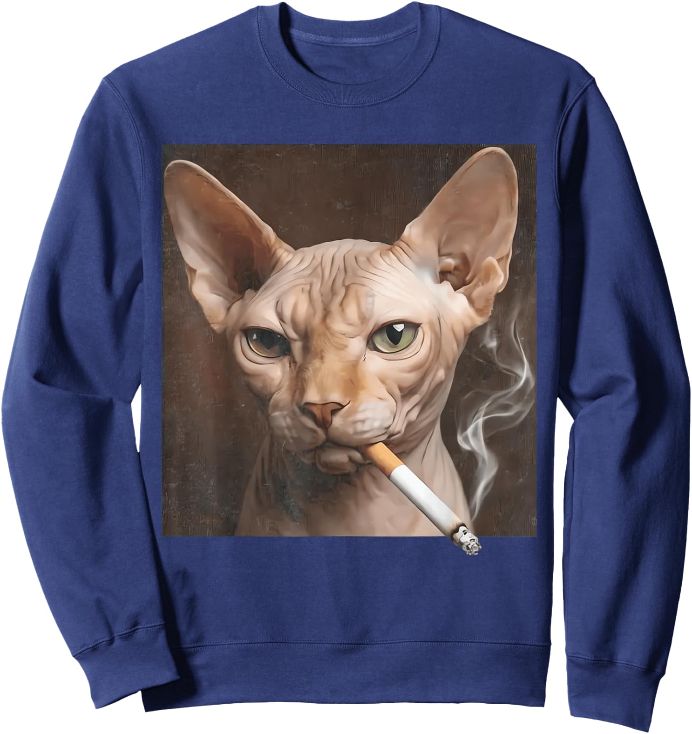 Funny Sphynx Cat Smoking Meme Lover Dog Sweatshirt - Sweatshirt | Navy