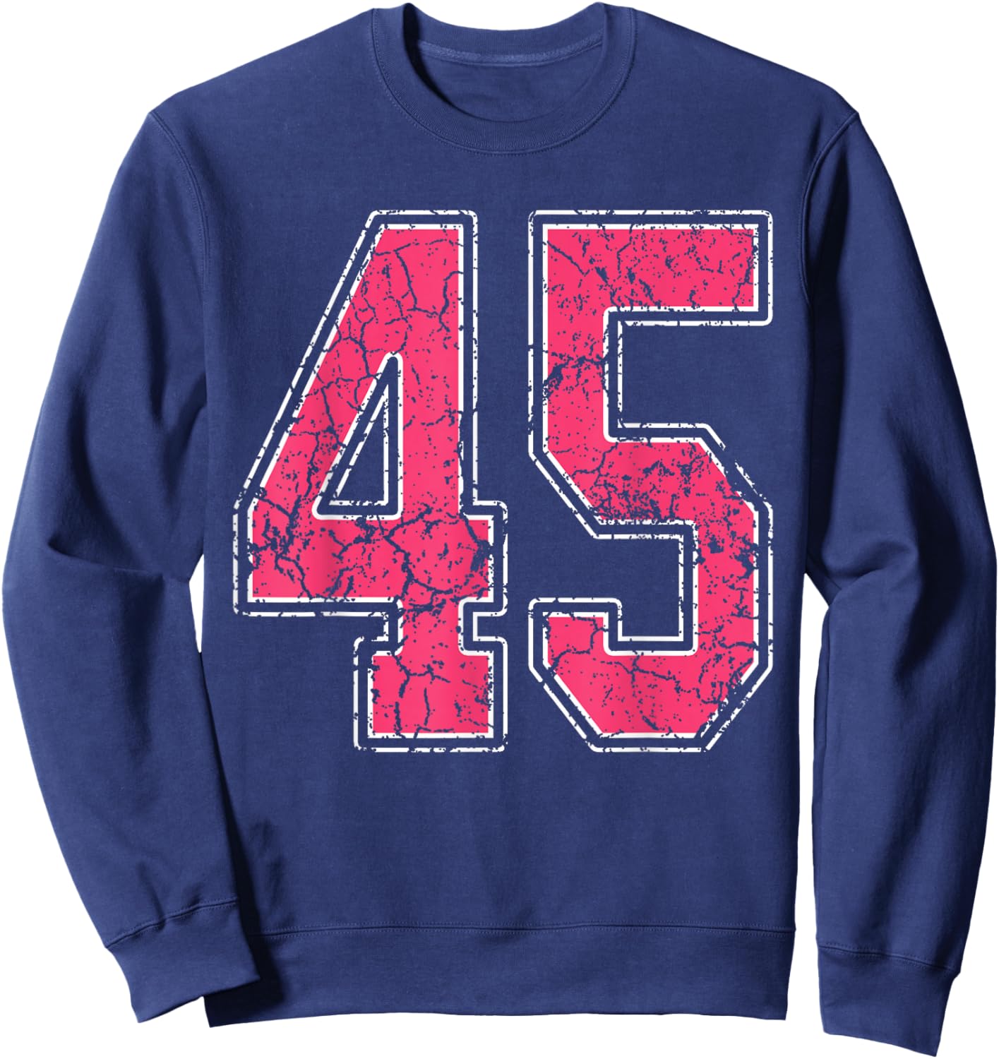 Grunge Pink and White Number 45 Jersey Player Uniform #45 Sweatshirt - Sweatshirt | Navy