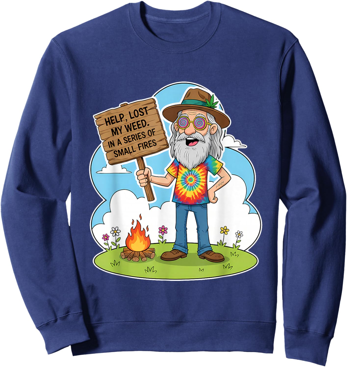 Cannabis Weed Lover Smoking Stoner 420 Help Lost My Weed Sweatshirt - Sweatshirt | Navy