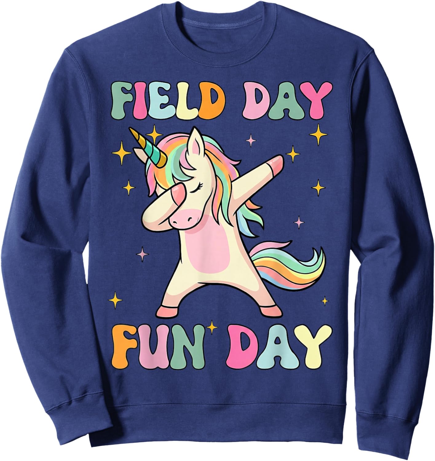 Field Day Fun Day Dabbing Unicorn Field Day 2026 Sweatshirt - Sweatshirt | Navy