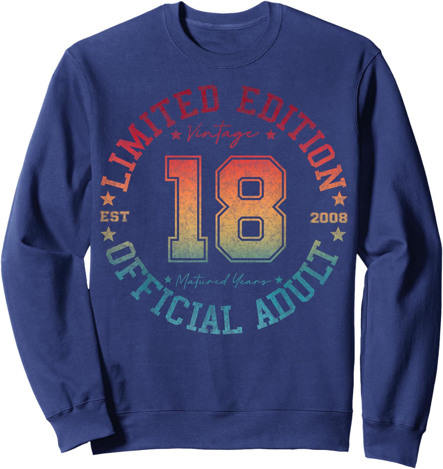 Official Adult 18 Year Old Gifts Vintage 2008 Boy Girl Sweatshirt - Sweatshirt | Navy