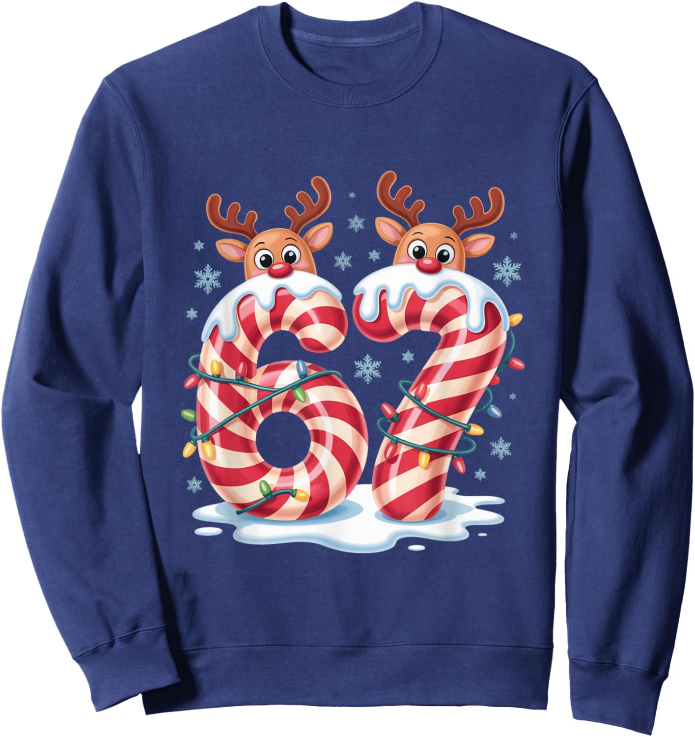 Christmas 67 Funny Xmas Six Seven Ugly Sweater 6-7 Sweatshirt - Sweatshirt | Navy