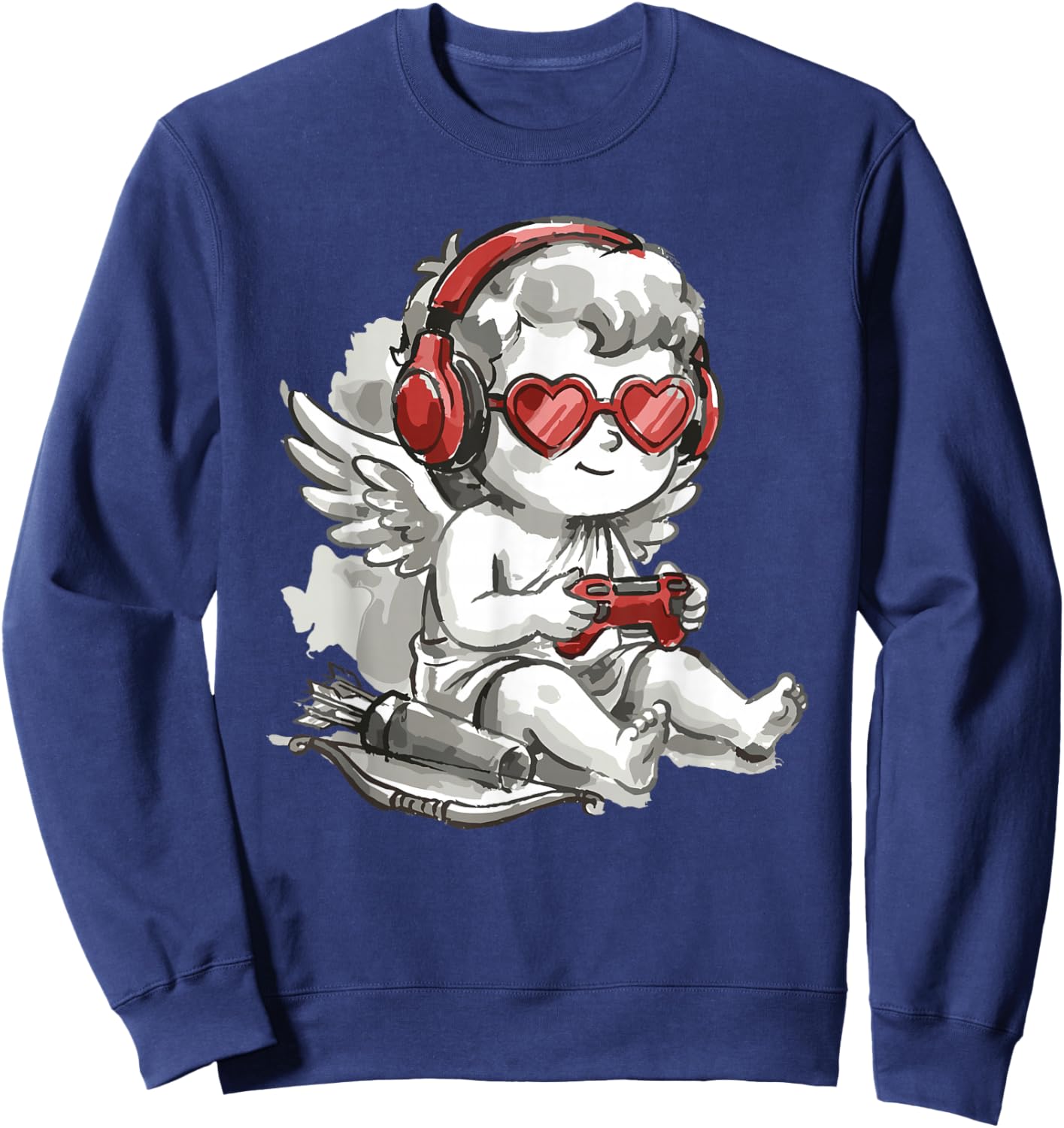 Video Games Cupid Gamer Funny St. Valentine's Day Sweatshirt - Sweatshirt | Navy