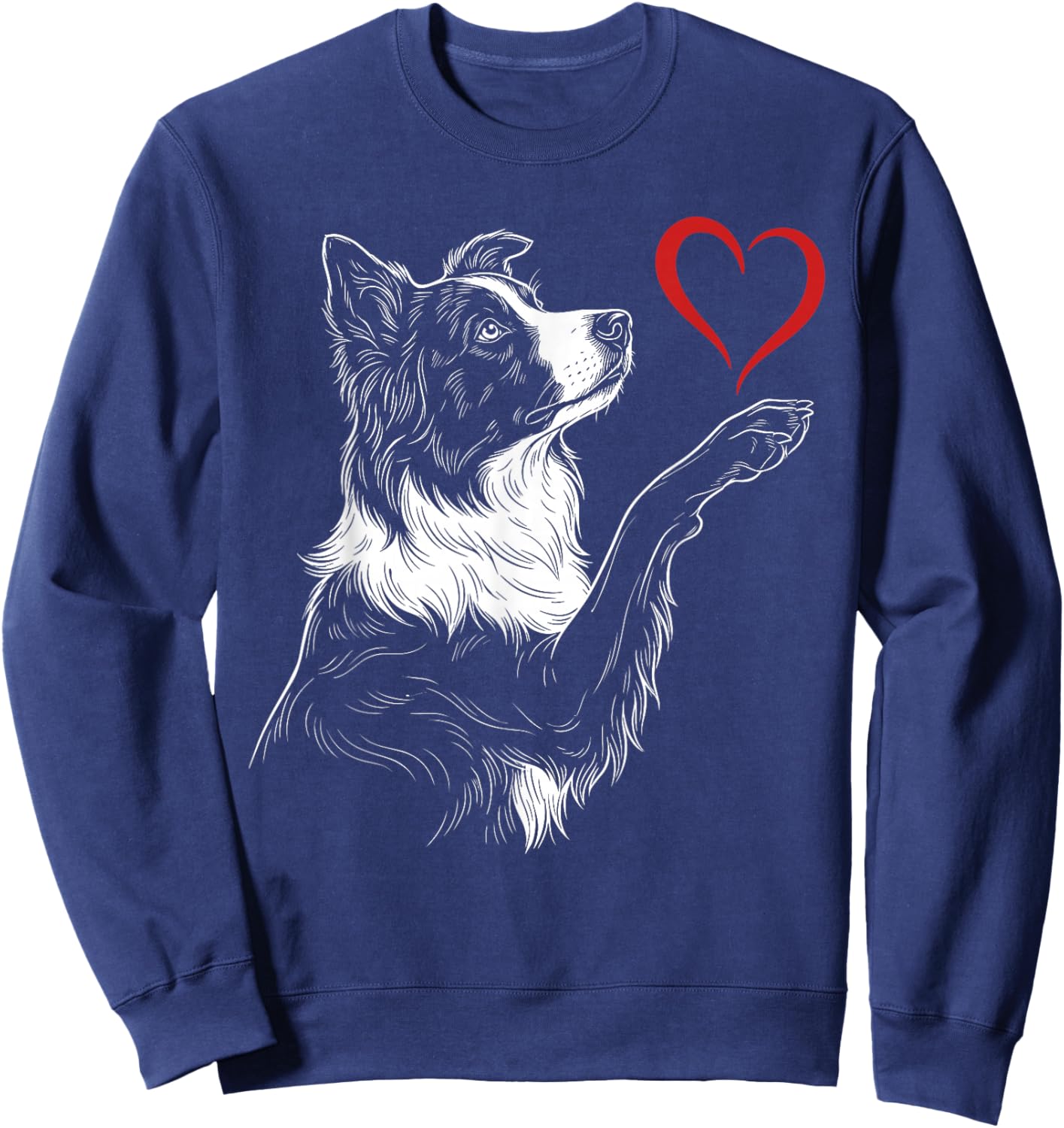 Border Collie Lover Dog Art Holding Heart Valentines Sweatshirt - Sweatshirt | Navy