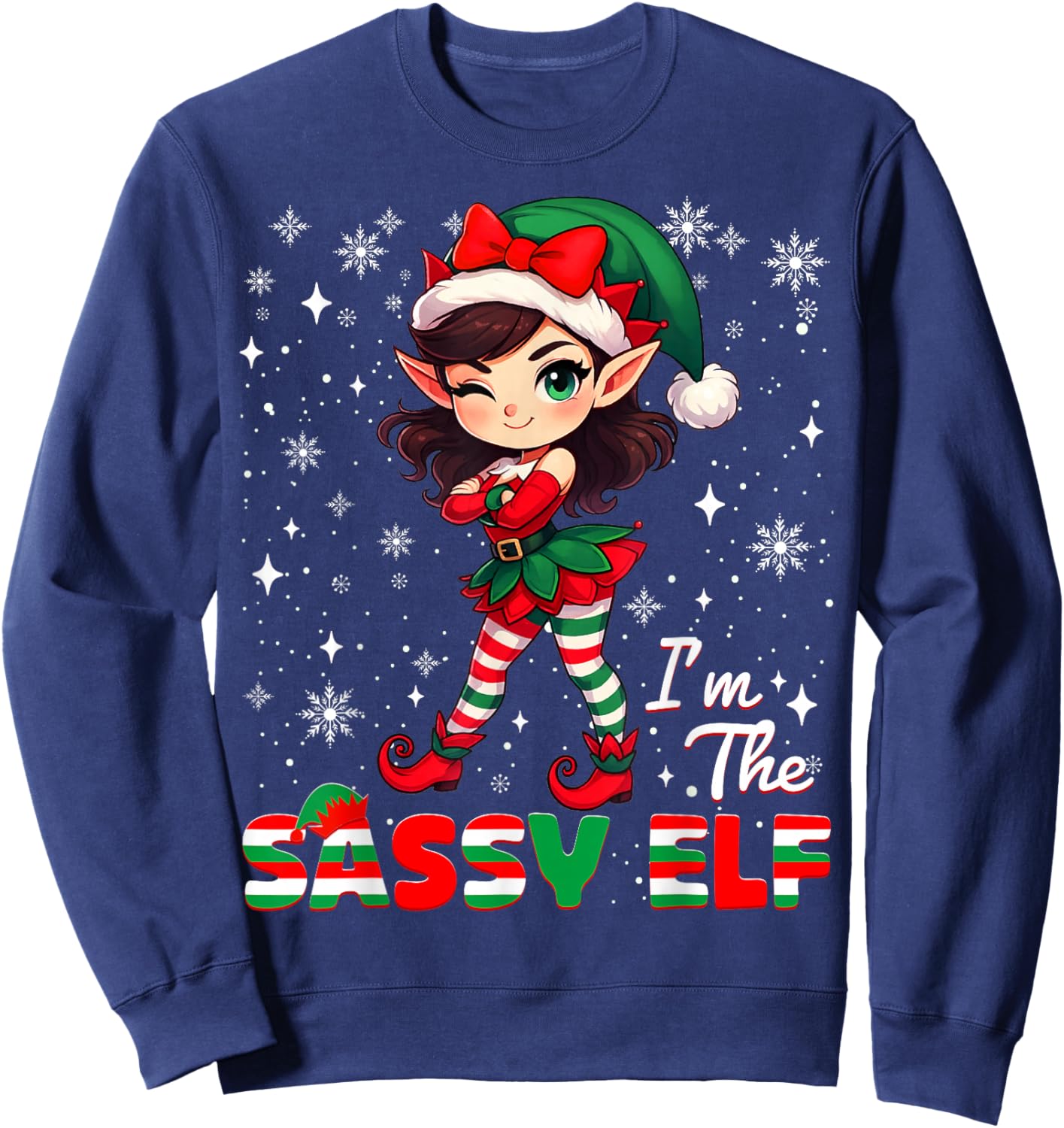 Im The Sassy Elf Cute Snowflake Christmas Xmas Girl Women Sweatshirt - Sweatshirt | Navy