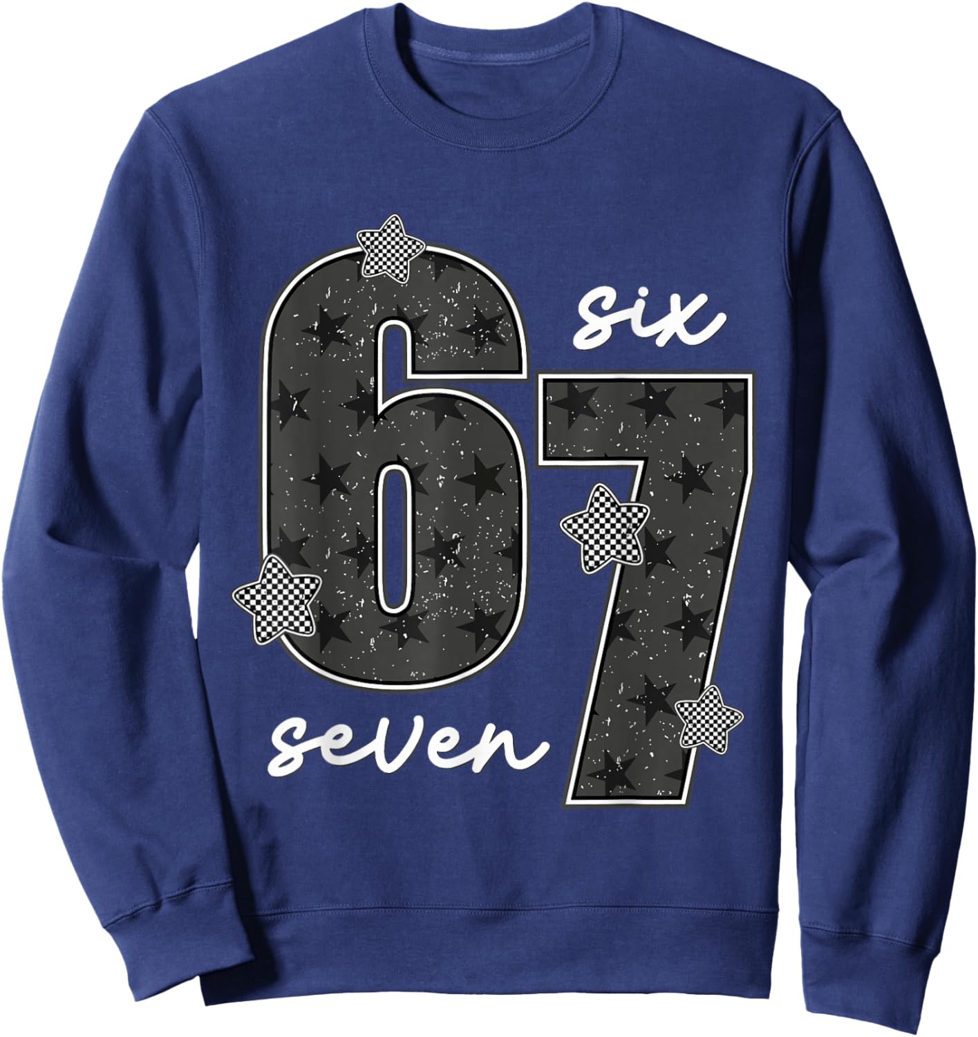 Floral Funny Women Girls 67 Six Seven Meme Sweatshirt - Sweatshirt | Navy