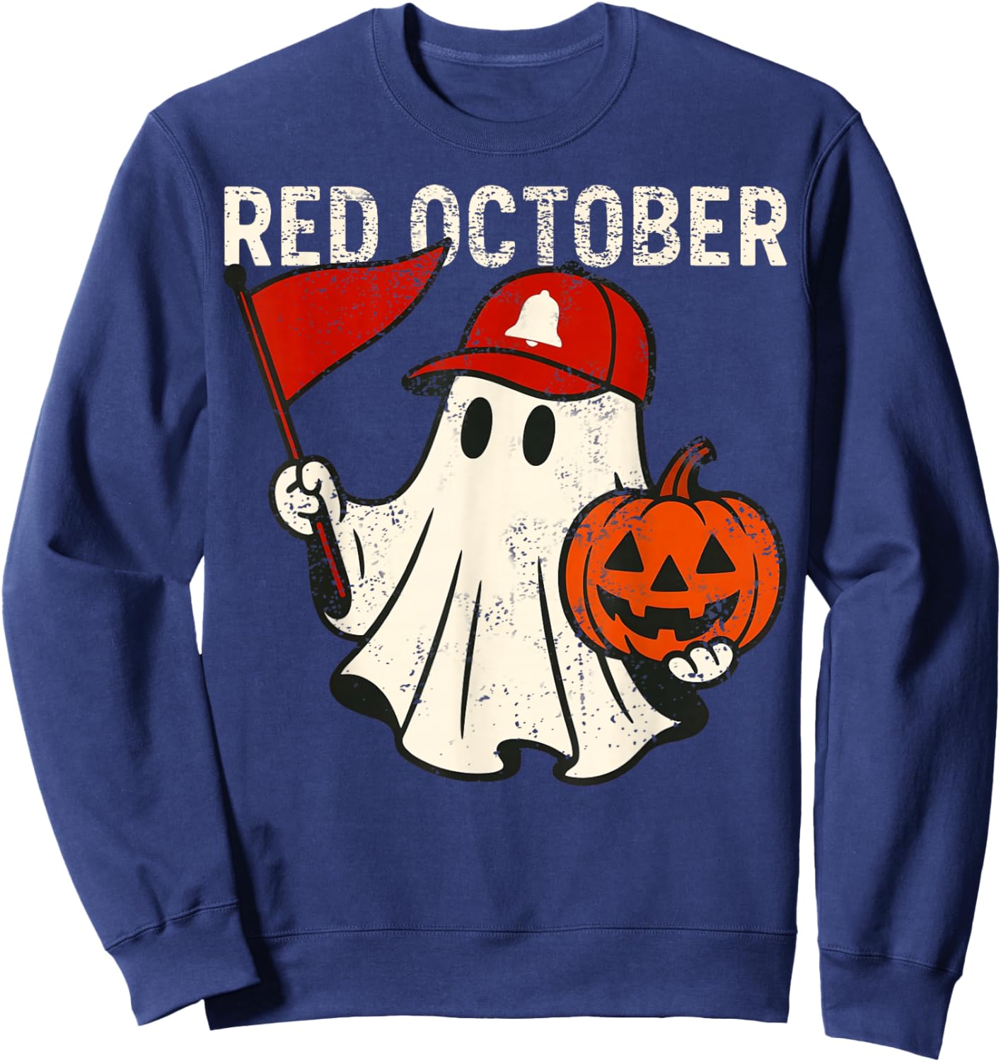 Retro Red October Name Ghost Pumpkin Gift Women Kid Sweatshirt - Sweatshirt | Navy
