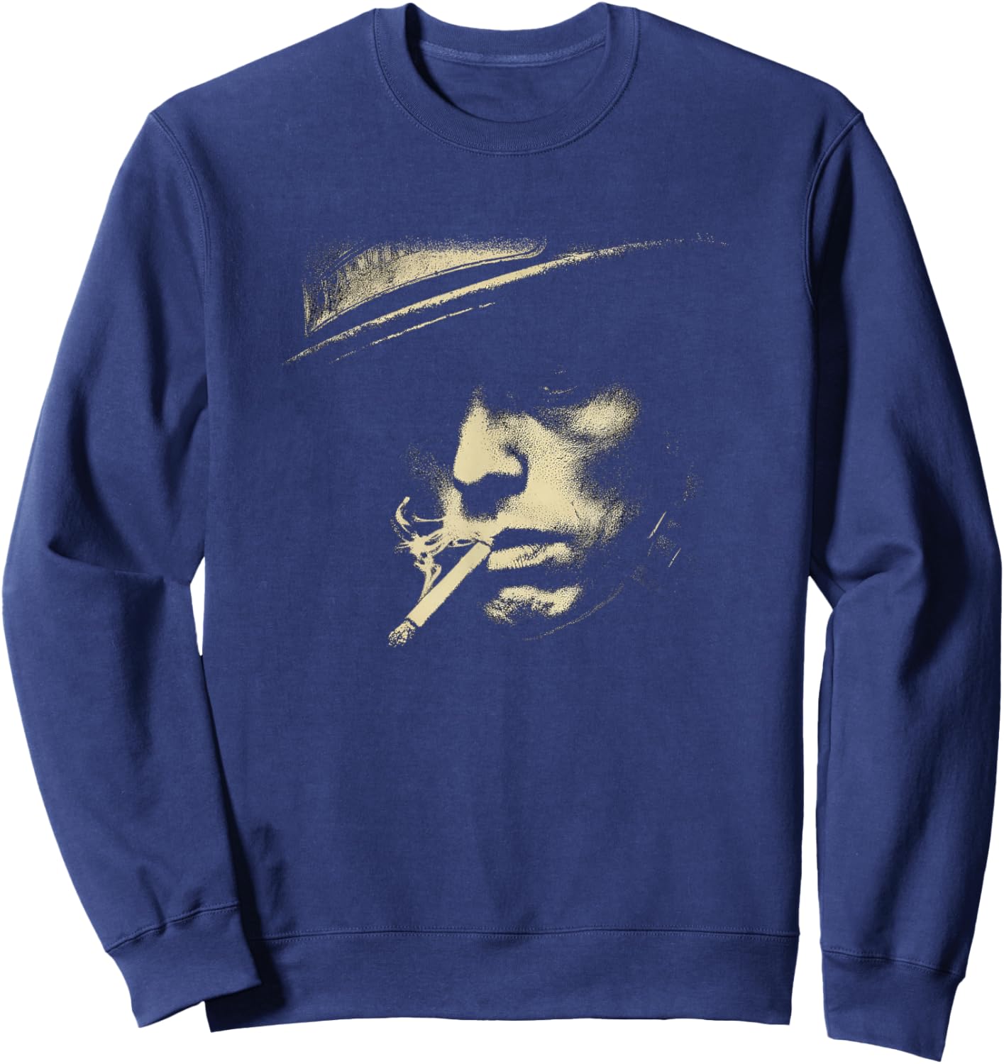 Smoking Man with Hat Noir Gangster Style Sweatshirt - Sweatshirt | Navy
