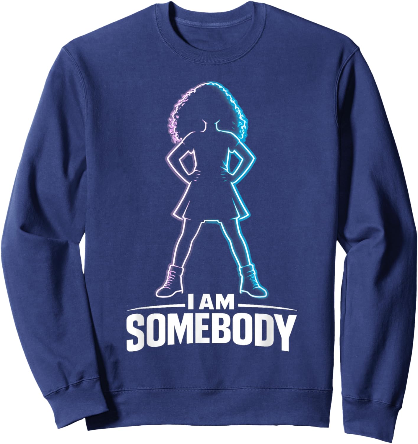 I Am Somebody | Black Girl Empowerment Sweatshirt - Sweatshirt | Navy