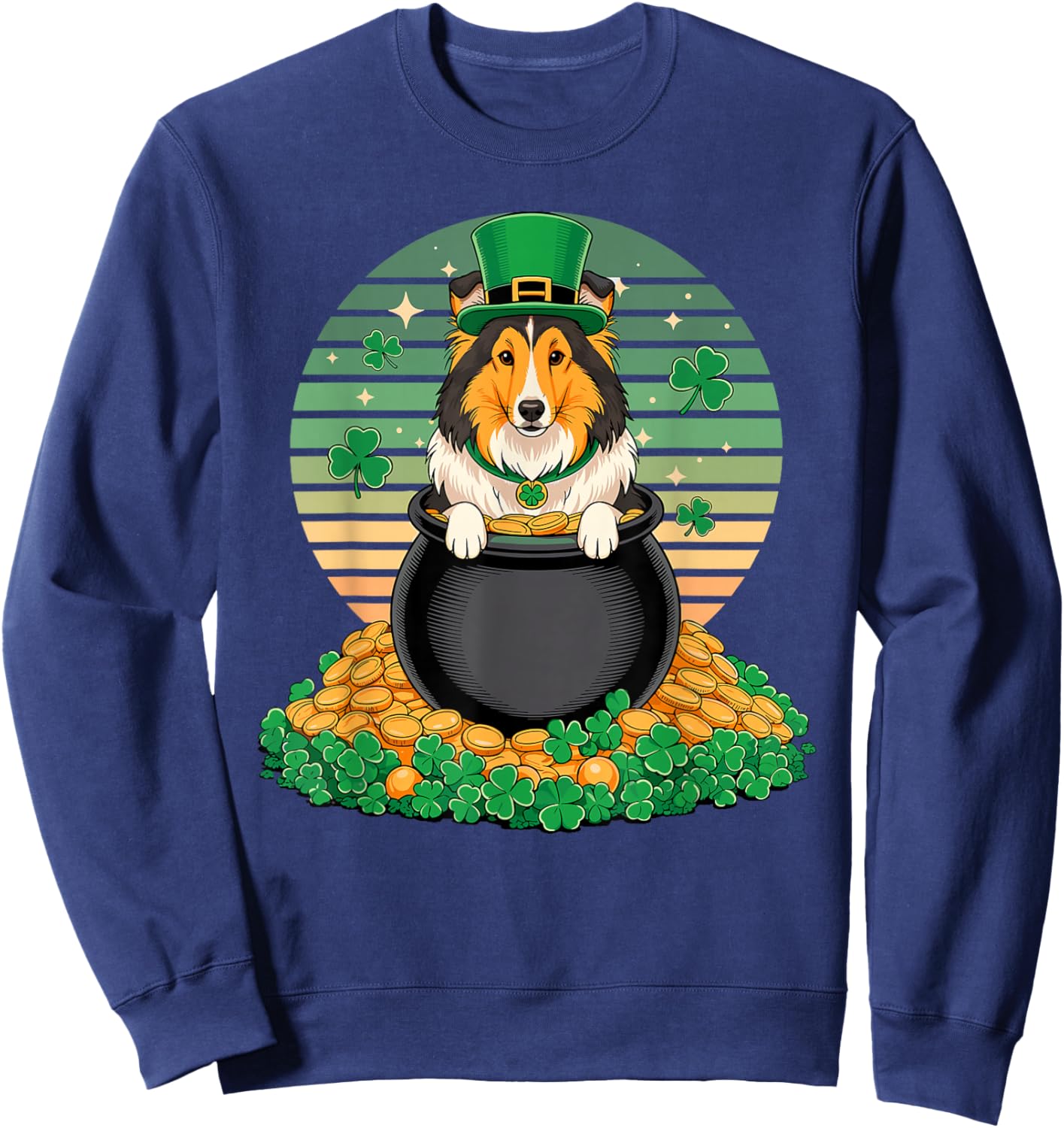 Shetland Sheepdog St Patricks Day Leprechaun Sheltie Sweatshirt - Sweatshirt | Navy