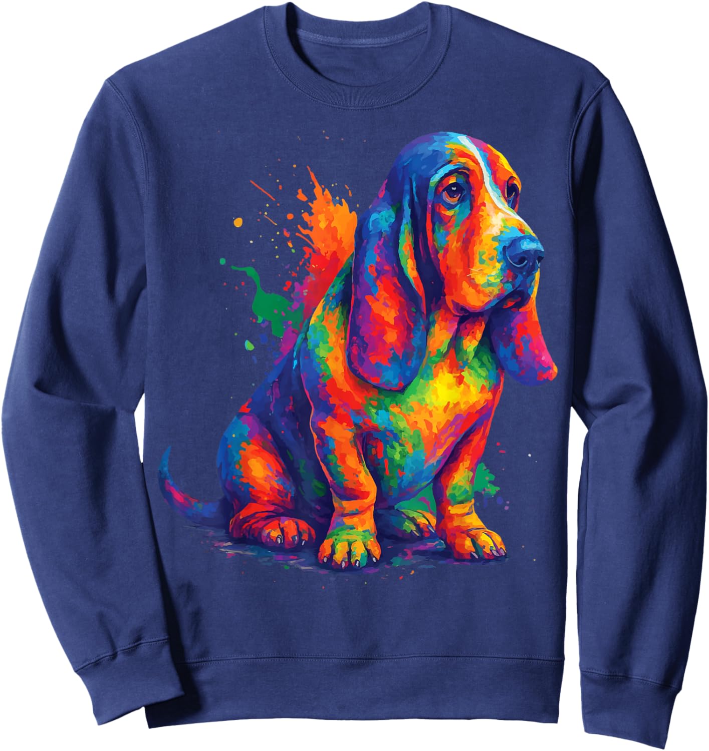 Basset Hound Colorful Sweatshirt - Sweatshirt | Navy