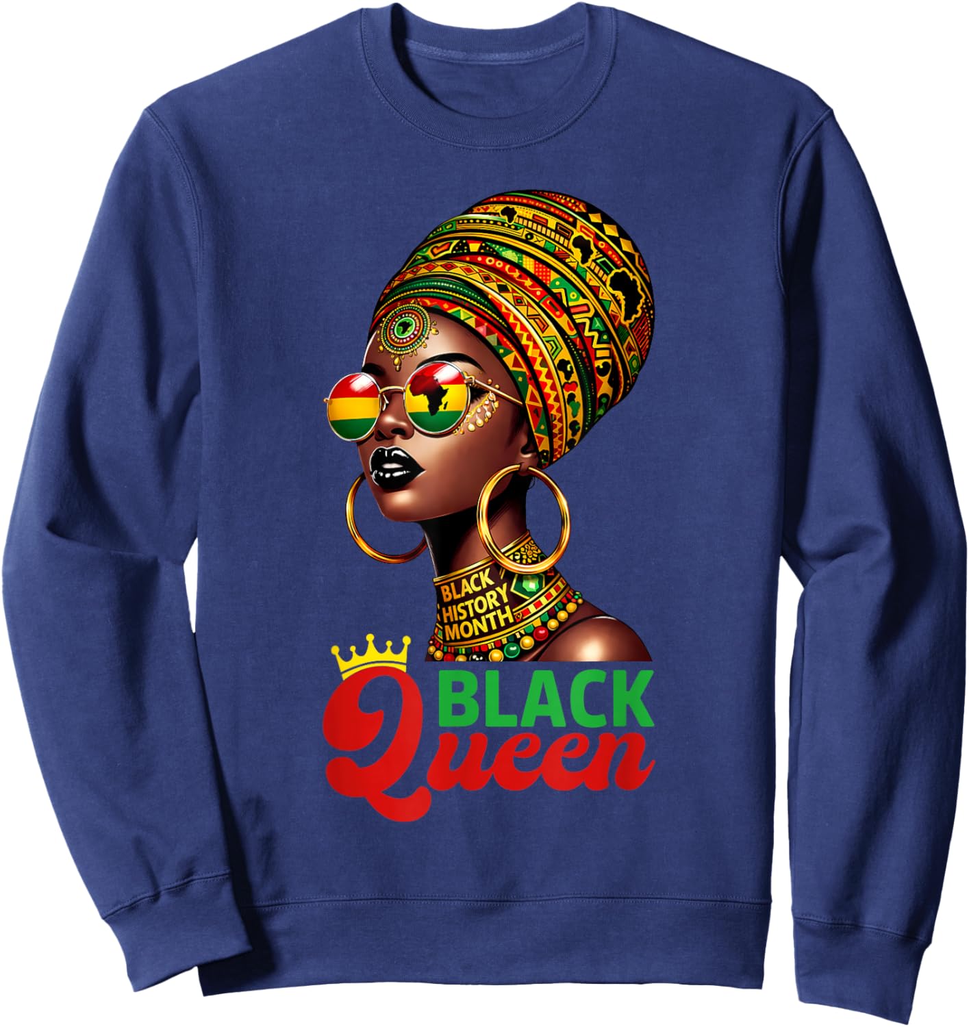 Black Queen Black Woman Black History Month African Pride Sweatshirt - Sweatshirt | Navy