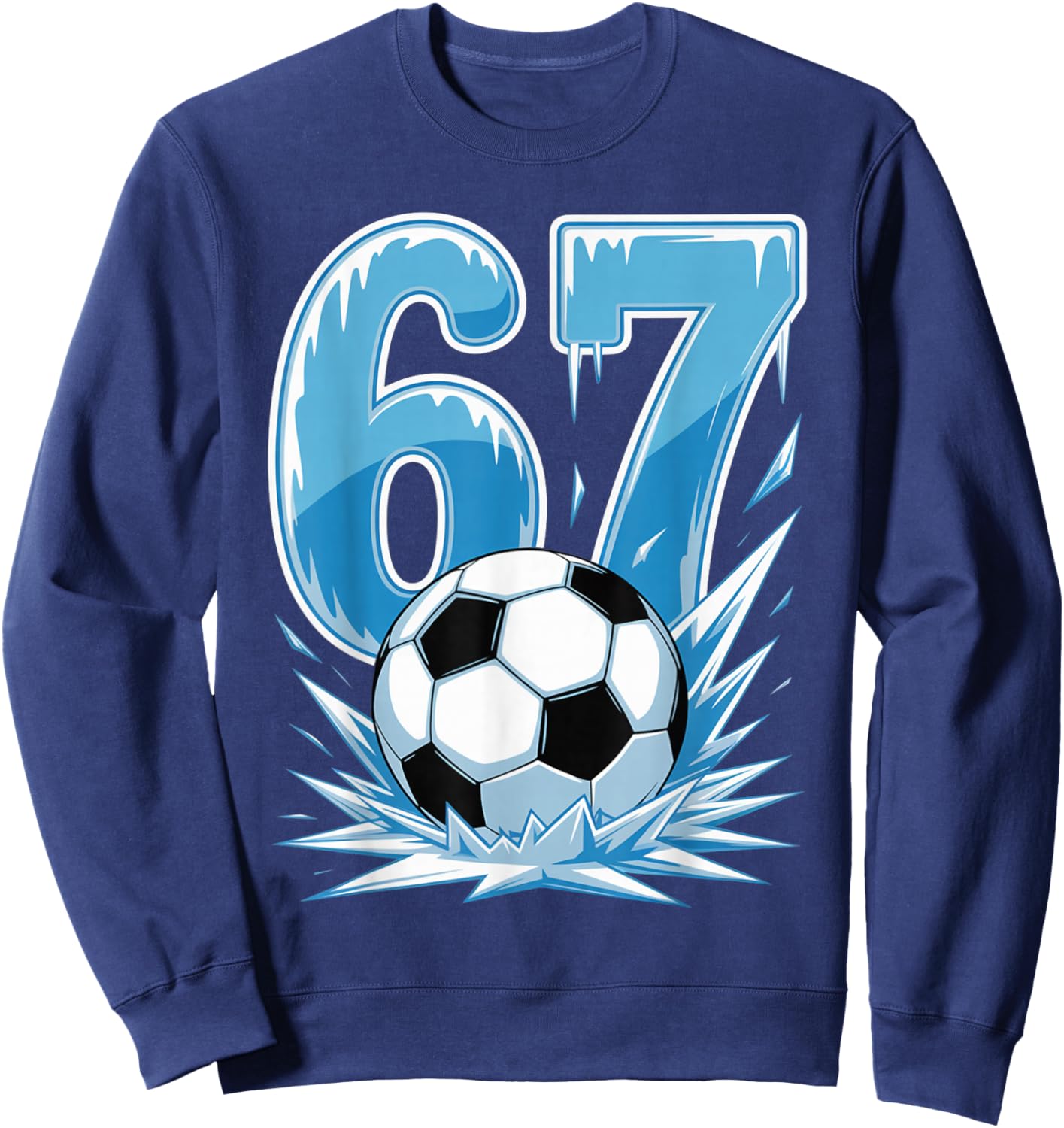 Frozen Soccer 67 Ice Sports Number Winter Style Sweatshirt - Sweatshirt | Navy