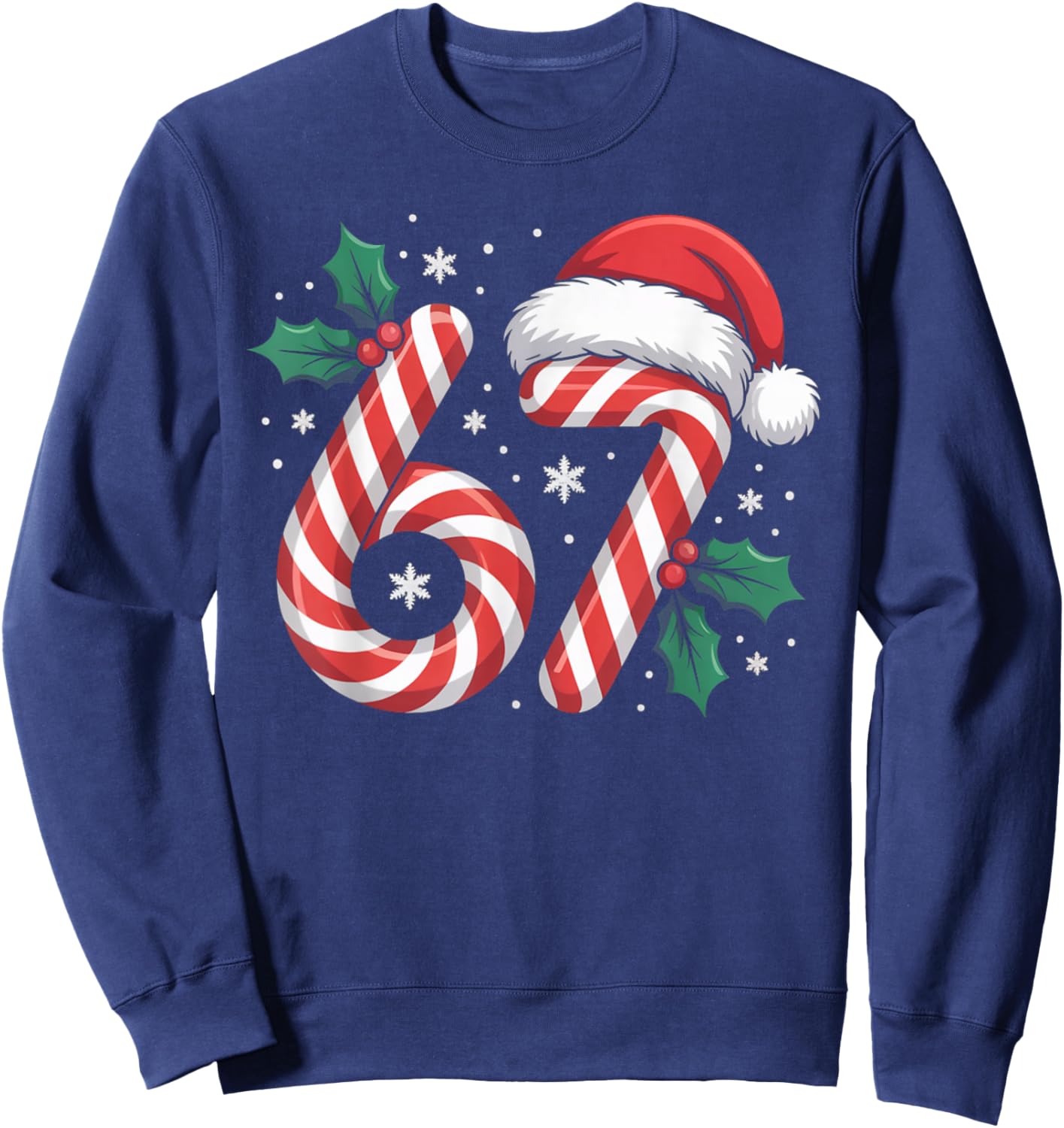 Christmas Candy Cane 67 Meme Funny Boys Girls Sweatshirt - Sweatshirt | Navy