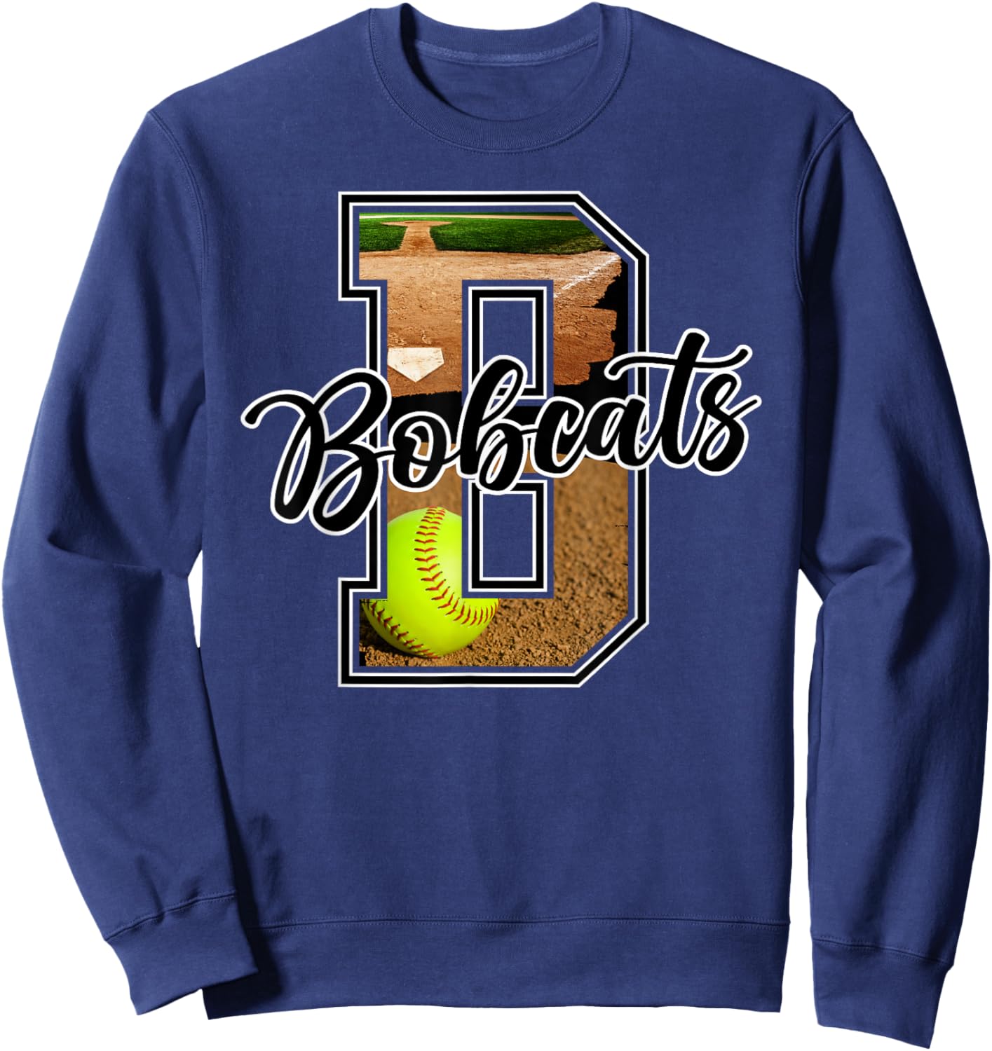 Bobcats Softball Letter School Spirit Mascot Bobcat Pride Sweatshirt - Sweatshirt | Navy